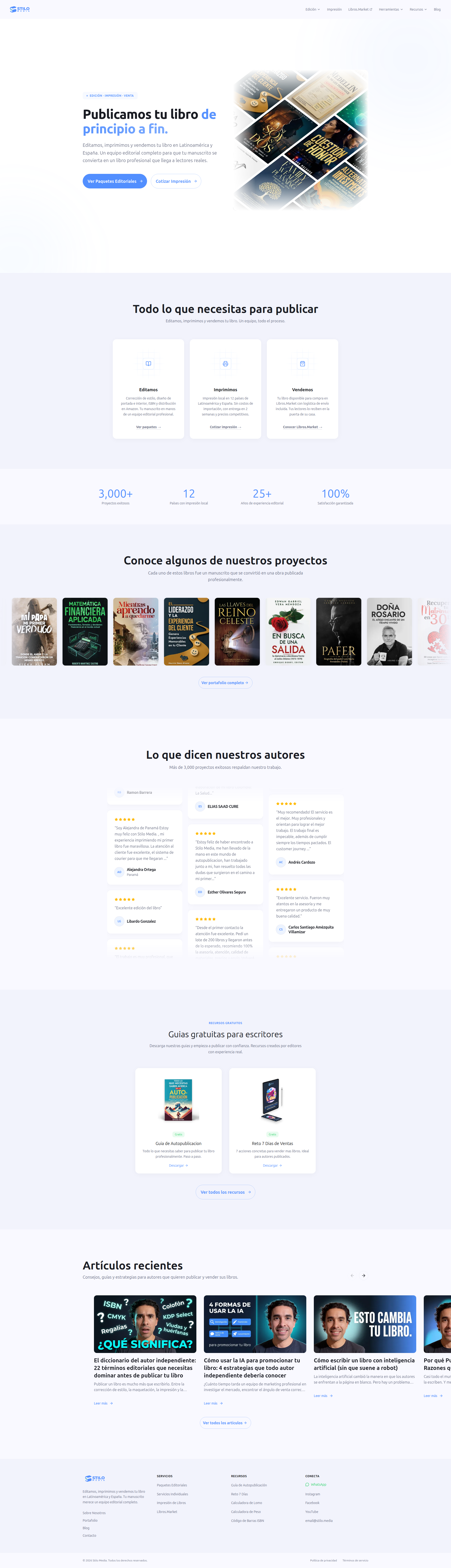 Landing page screenshot for stilo.media, 1920 by 6665 pixels
