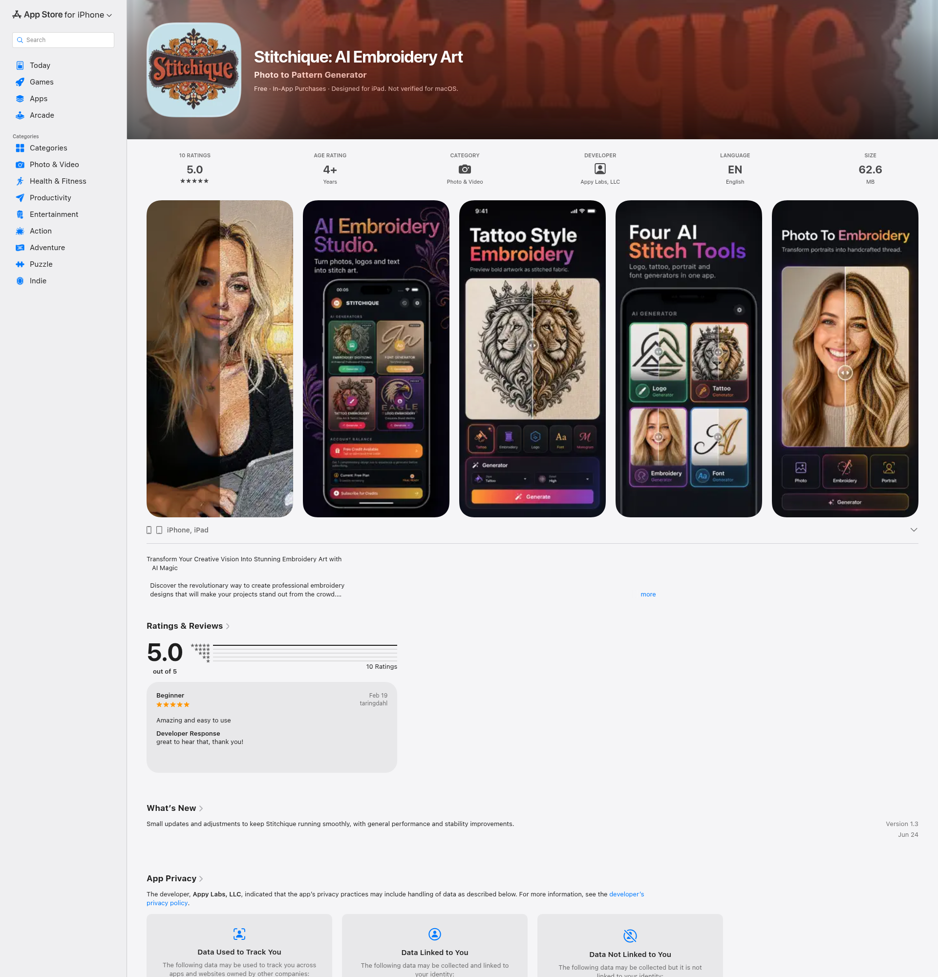Landing page screenshot for apps.apple.com, 1920 by 2000 pixels