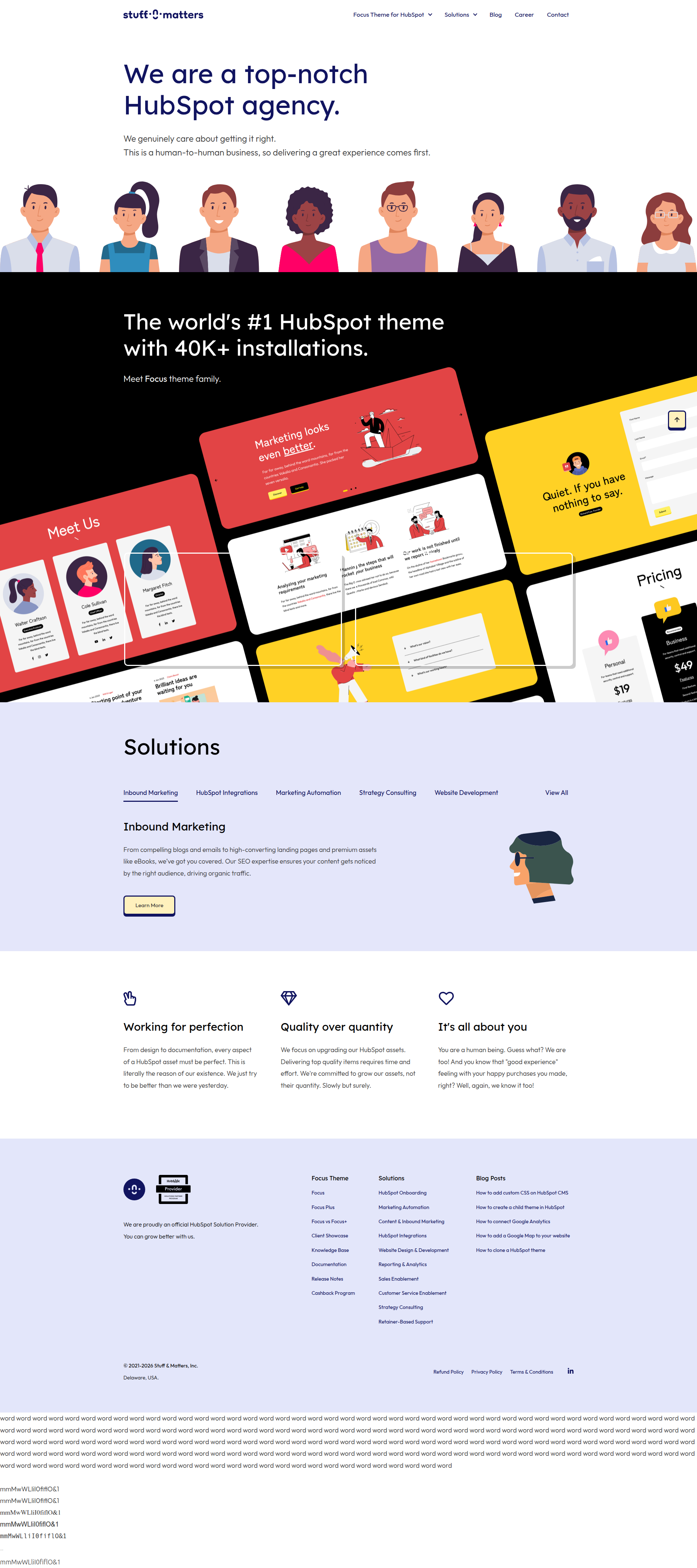 Landing page screenshot for stuff-n-matters.com, 1920 by 4316 pixels