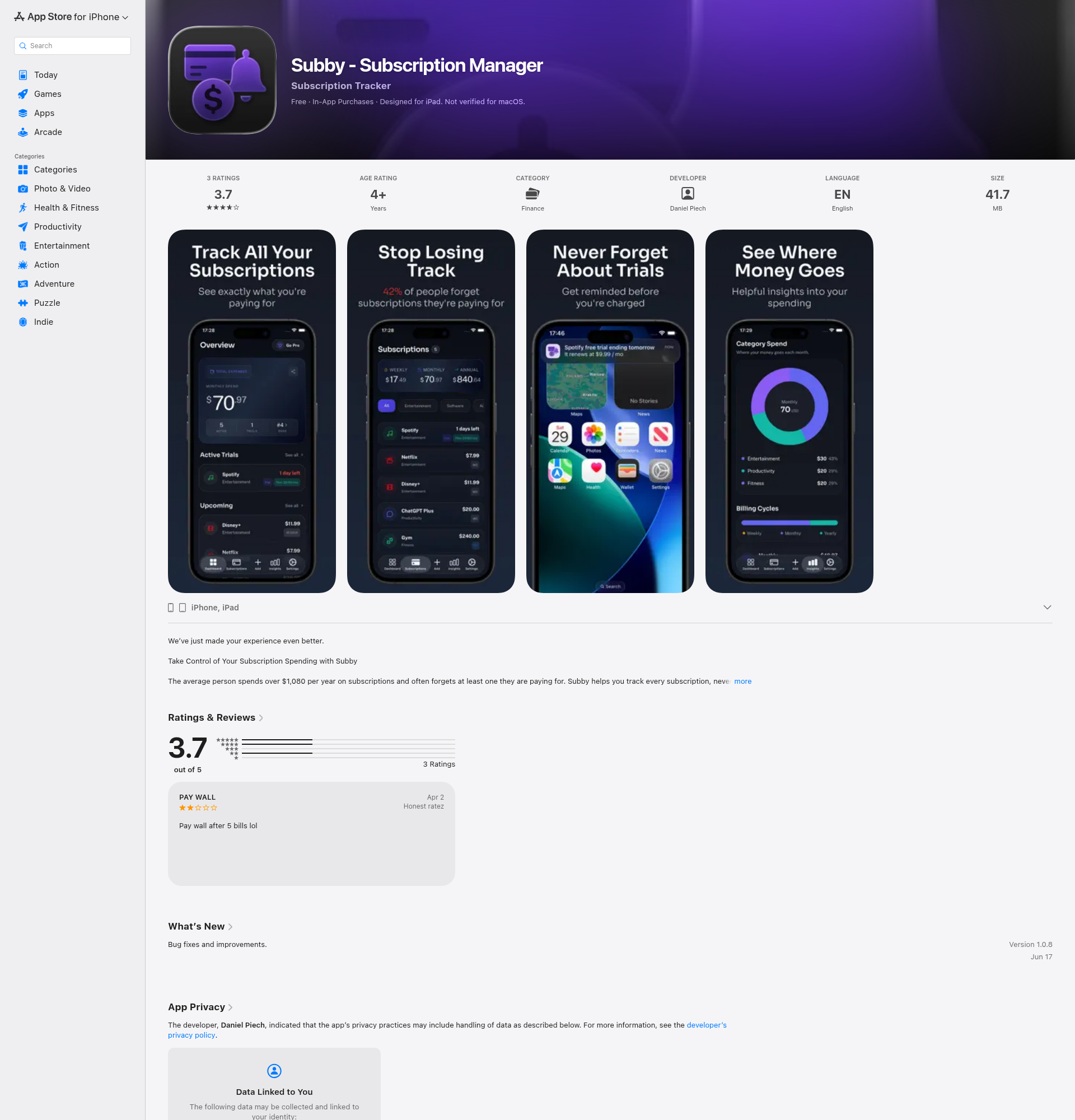 Landing page screenshot for apps.apple.com, 1920 by 2000 pixels