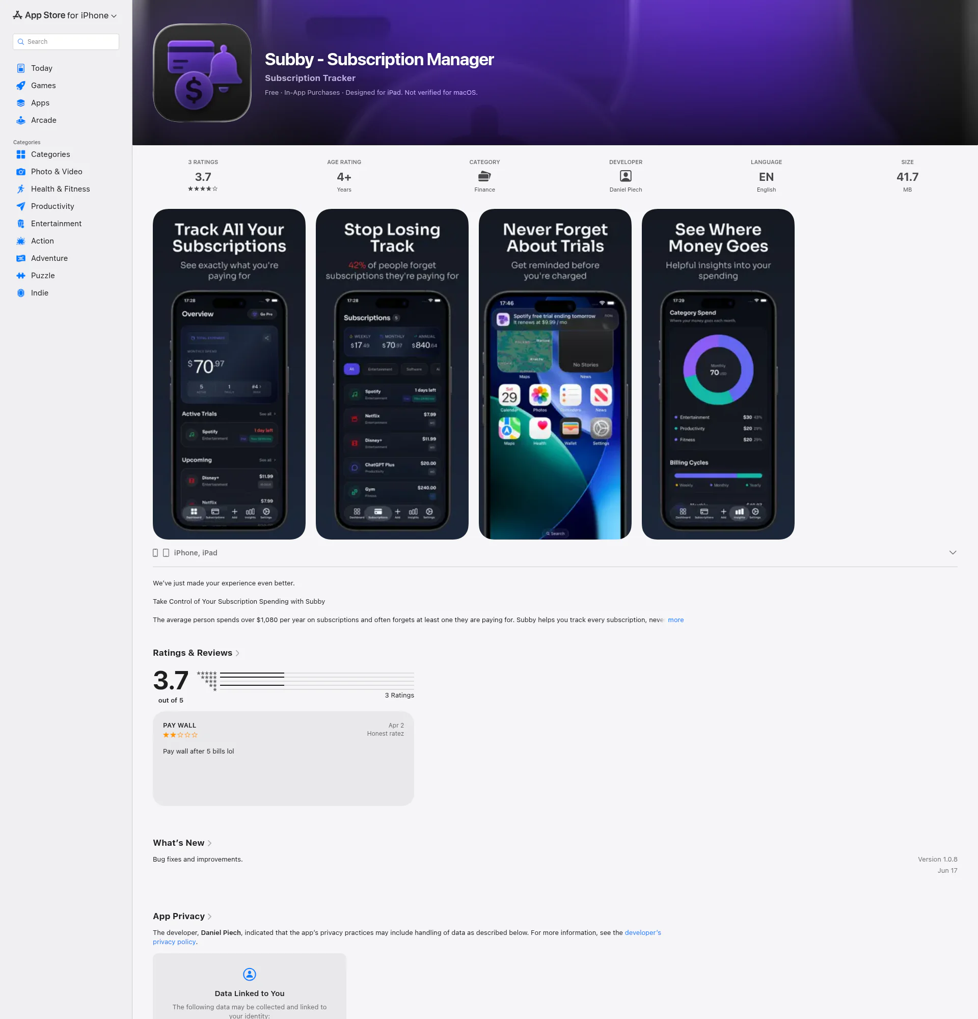Subby landing page