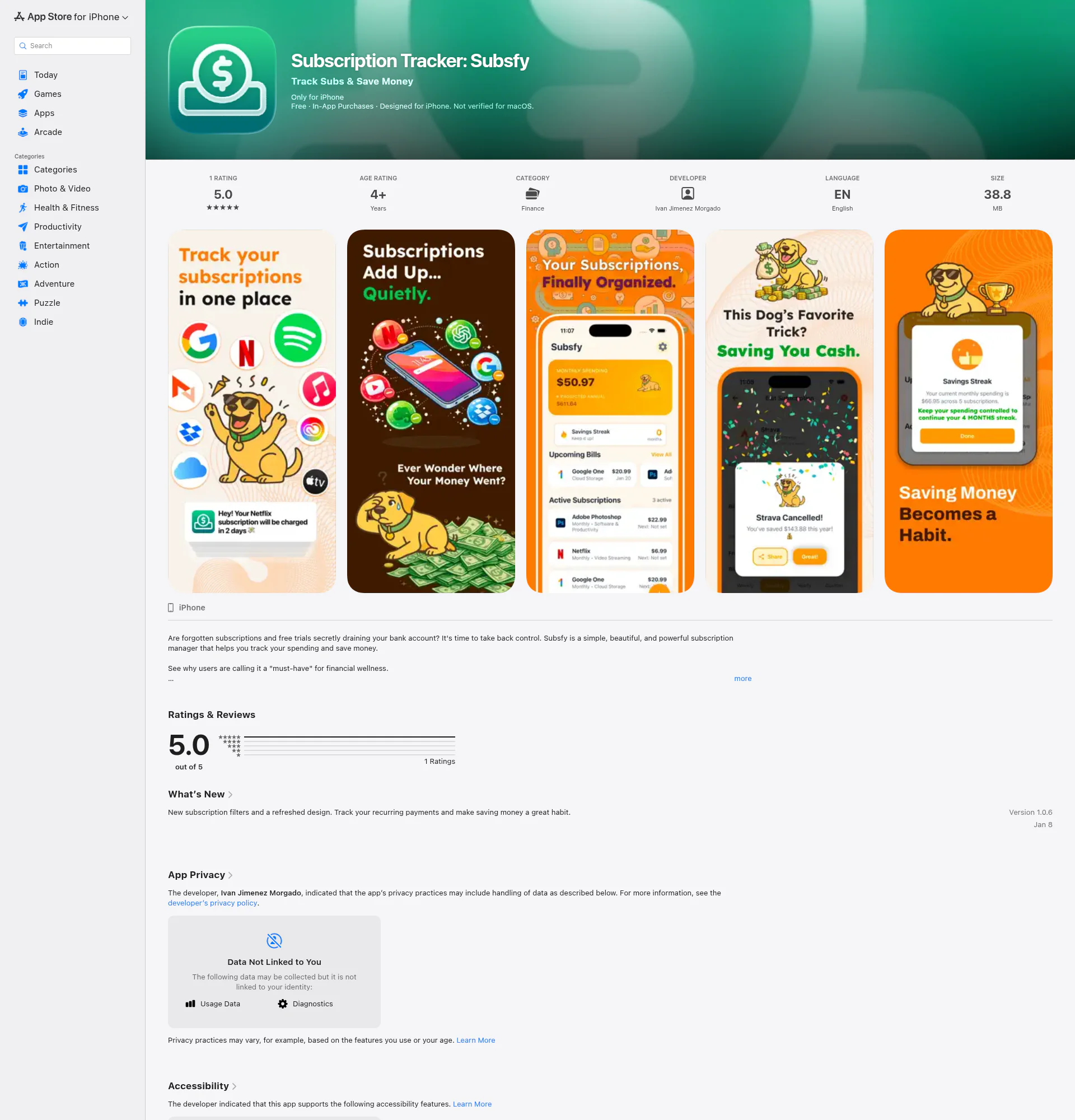 Subsfy landing page