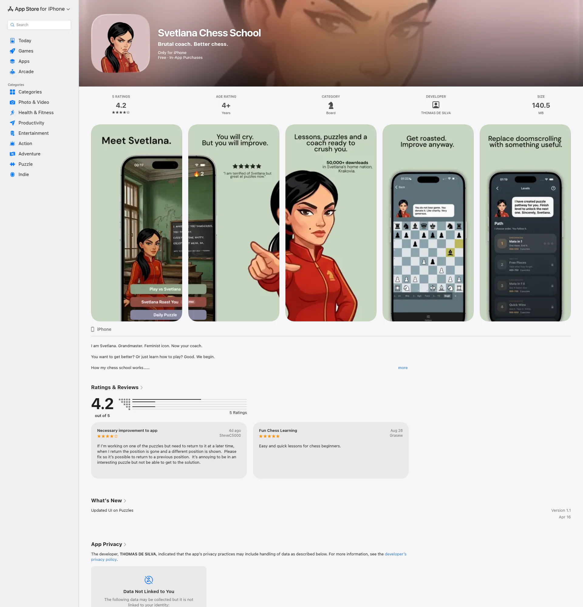 Svetlana Chess School landing page