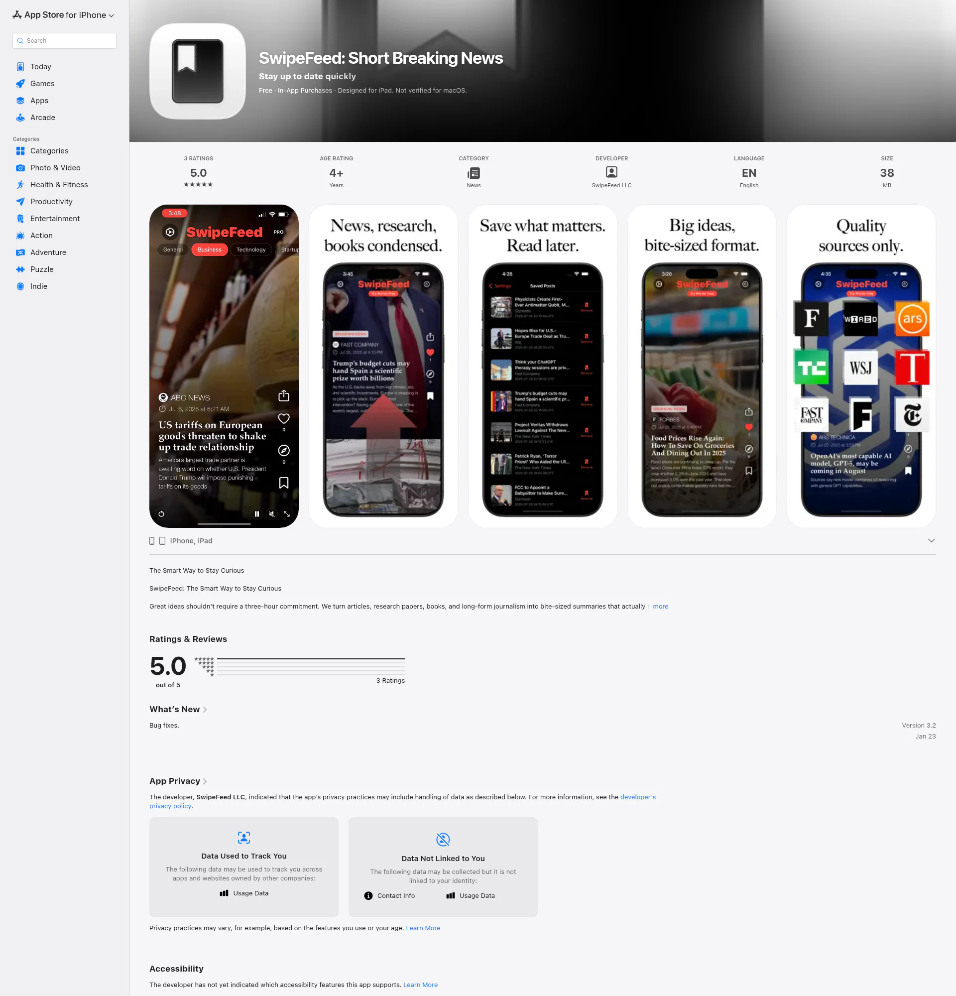 SwipeFeed landing page