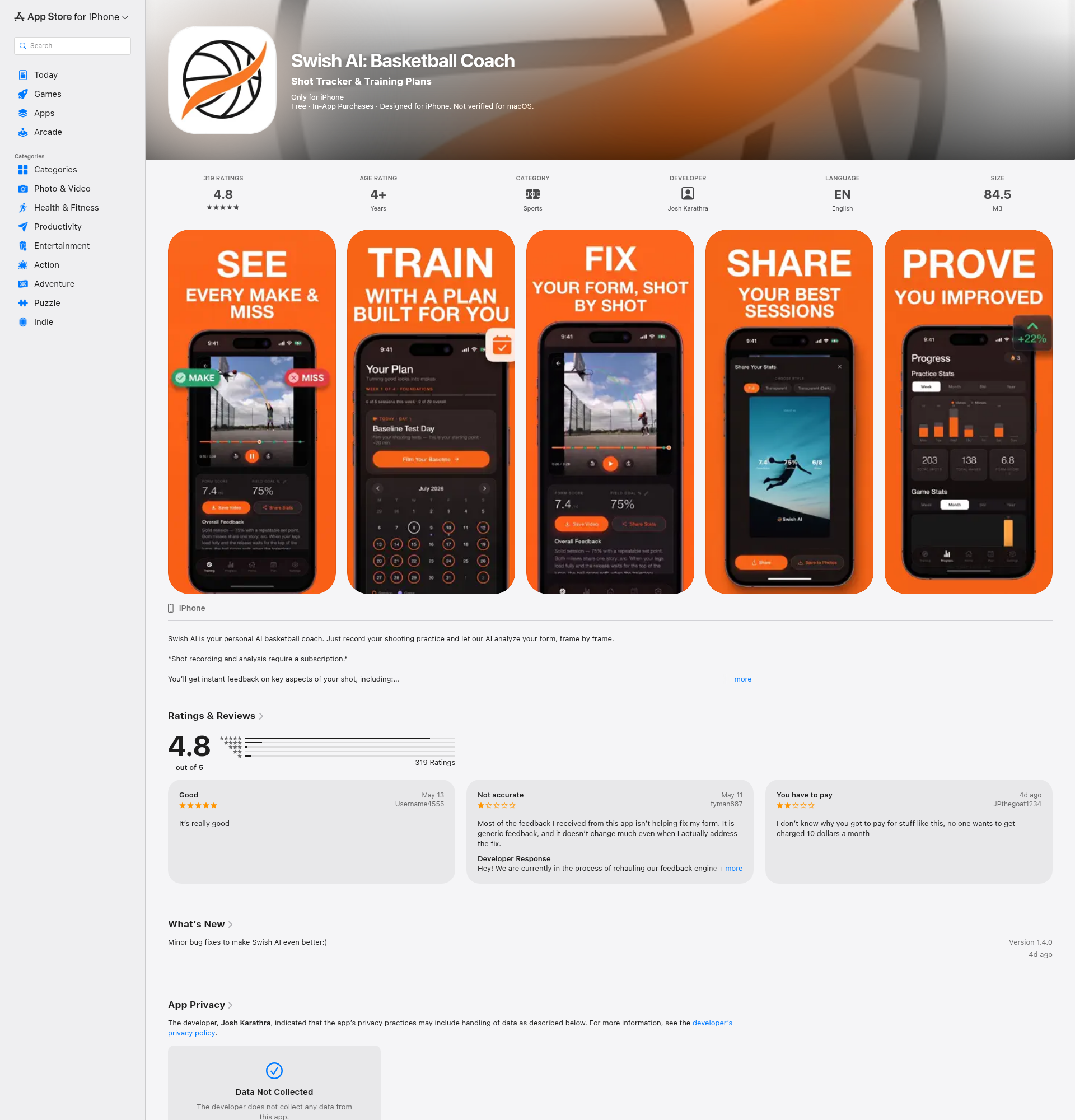 Landing page screenshot for apps.apple.com, 1920 by 2000 pixels