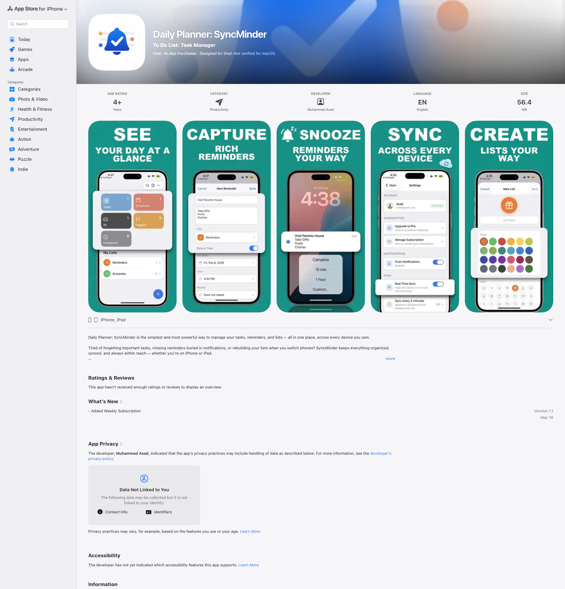 SyncMinder landing page