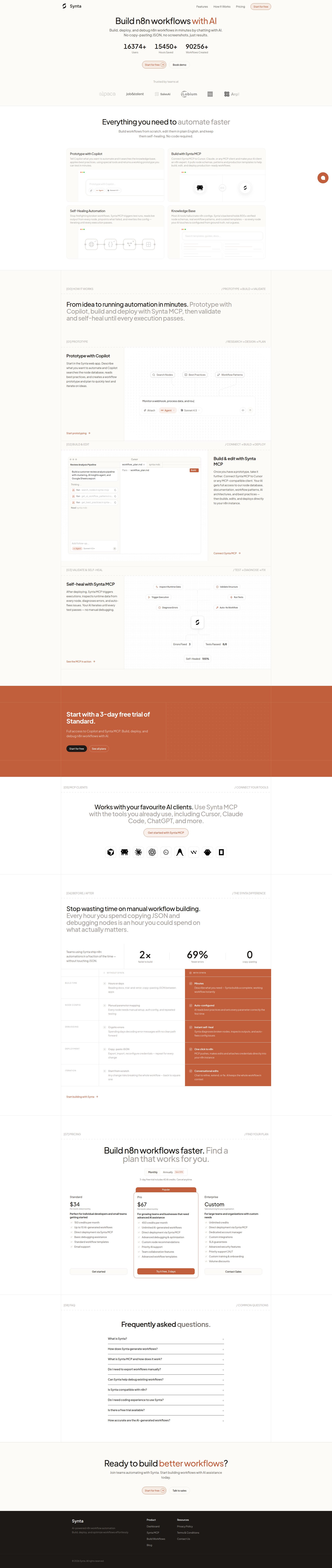 Landing page screenshot for synta.io, 1920 by 9065 pixels