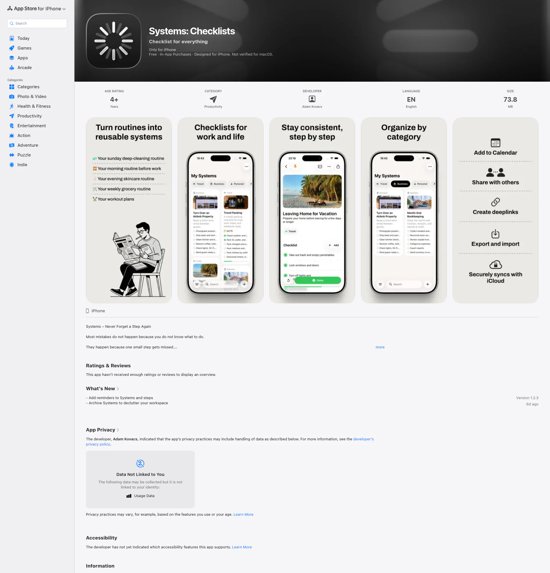 Systems landing page