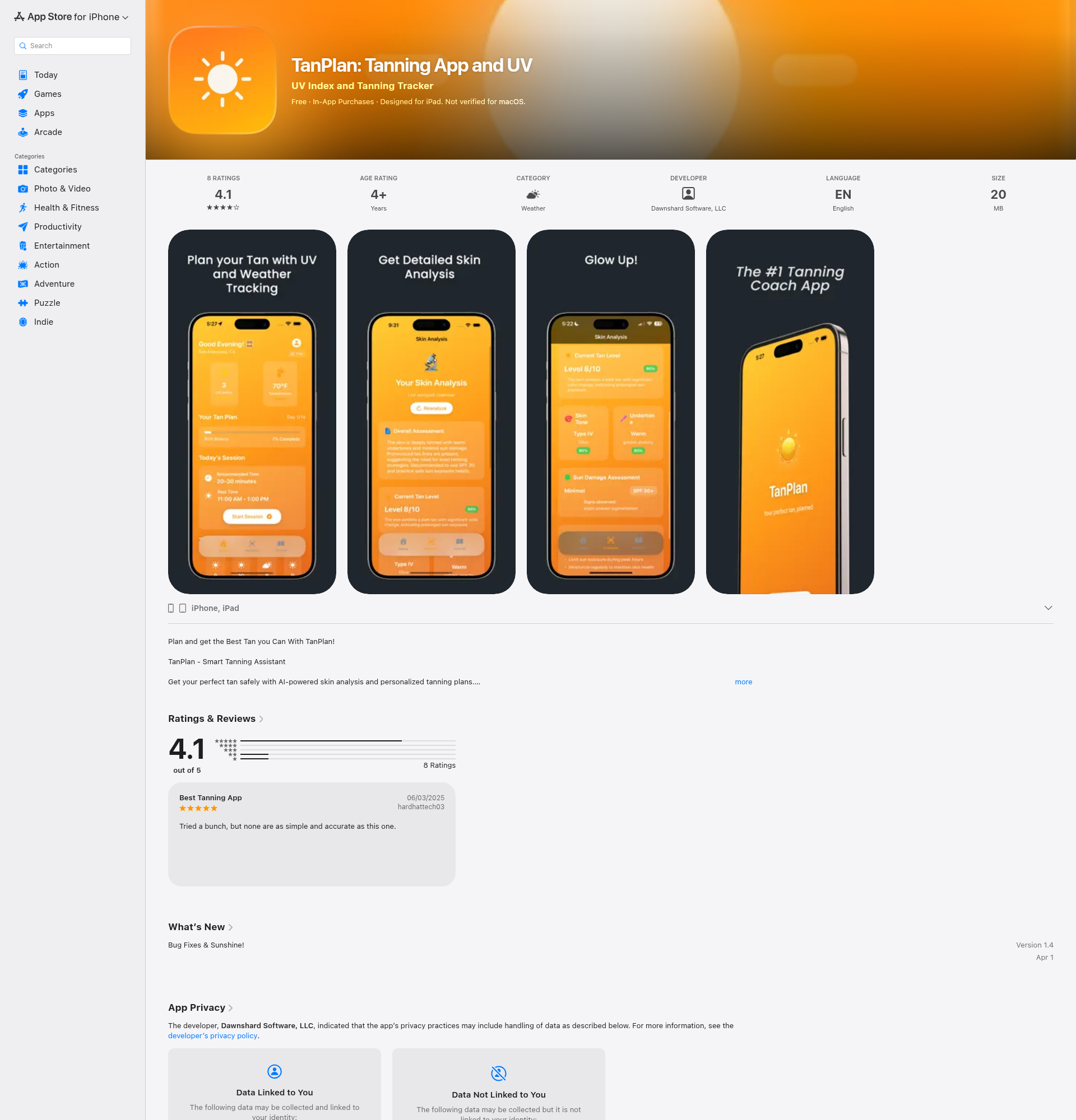 Landing page screenshot for apps.apple.com, 1920 by 2000 pixels