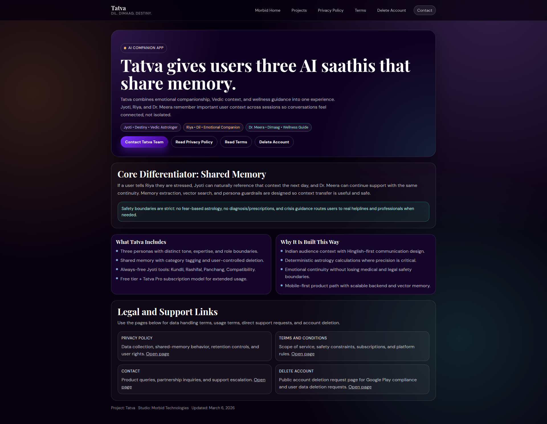 Landing page screenshot for morbidtechnologies.com, 1920 by 1488 pixels