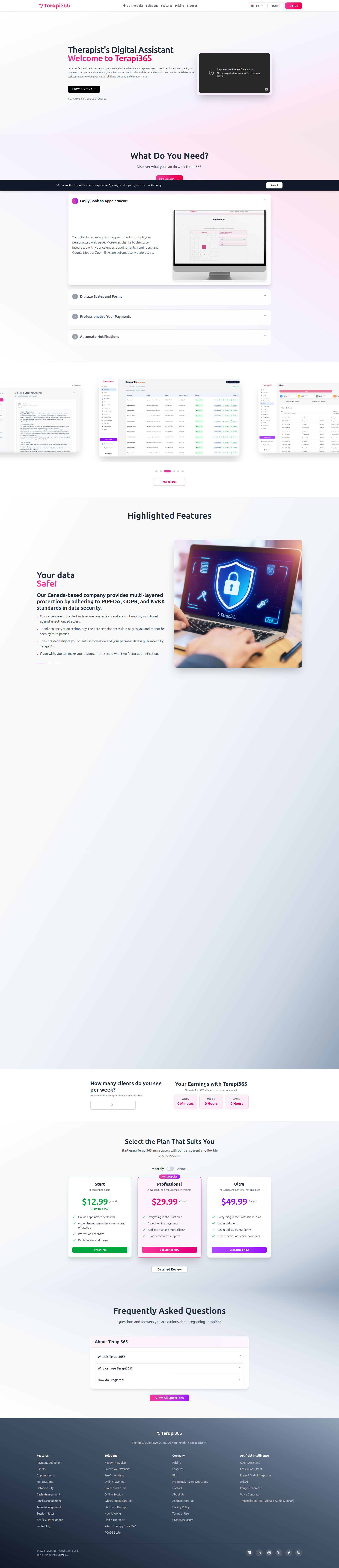 Landing page screenshot for terapi365.com, 1920 by 8886 pixels