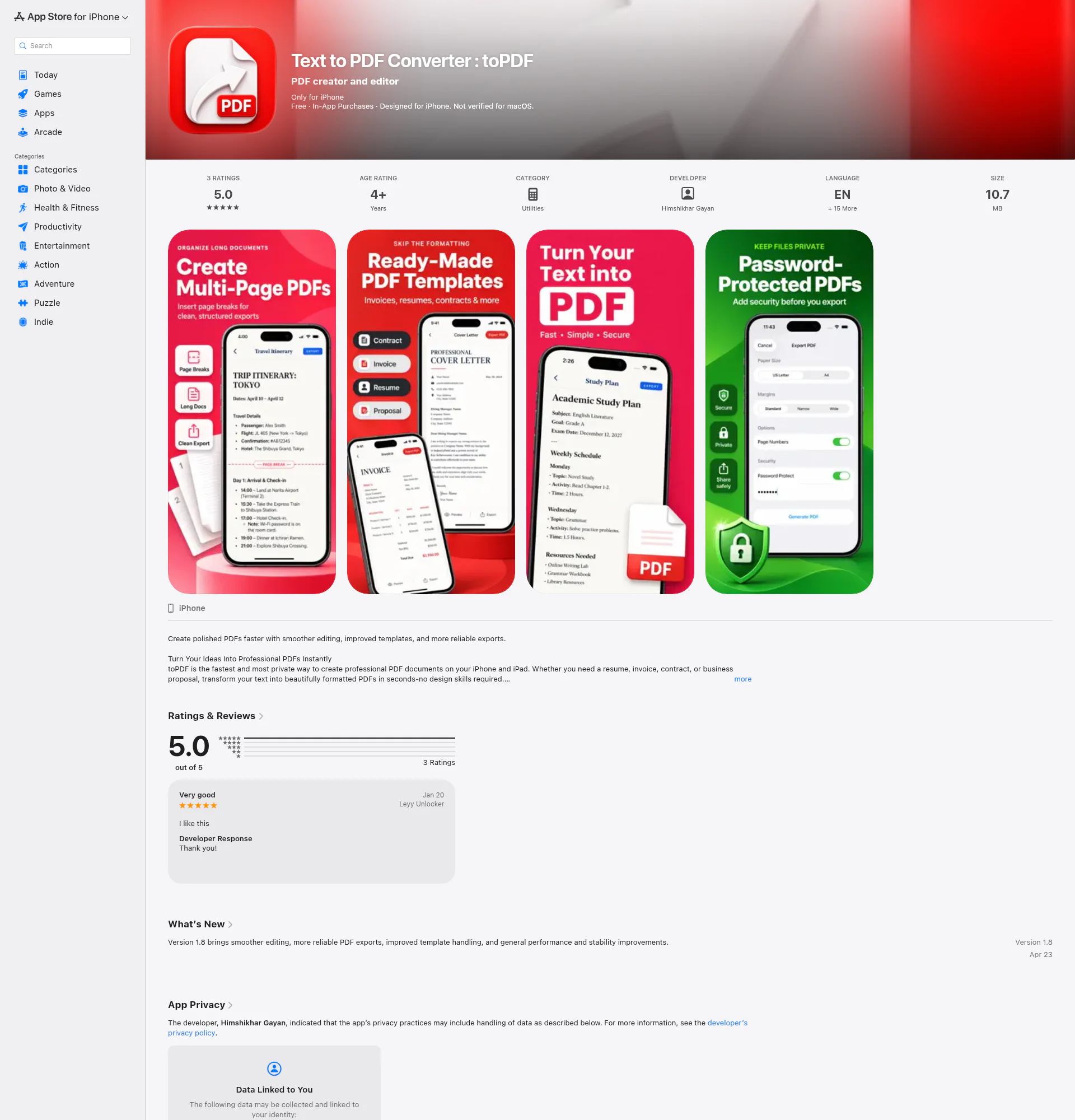 Text to PDF Converter : toPDF landing page