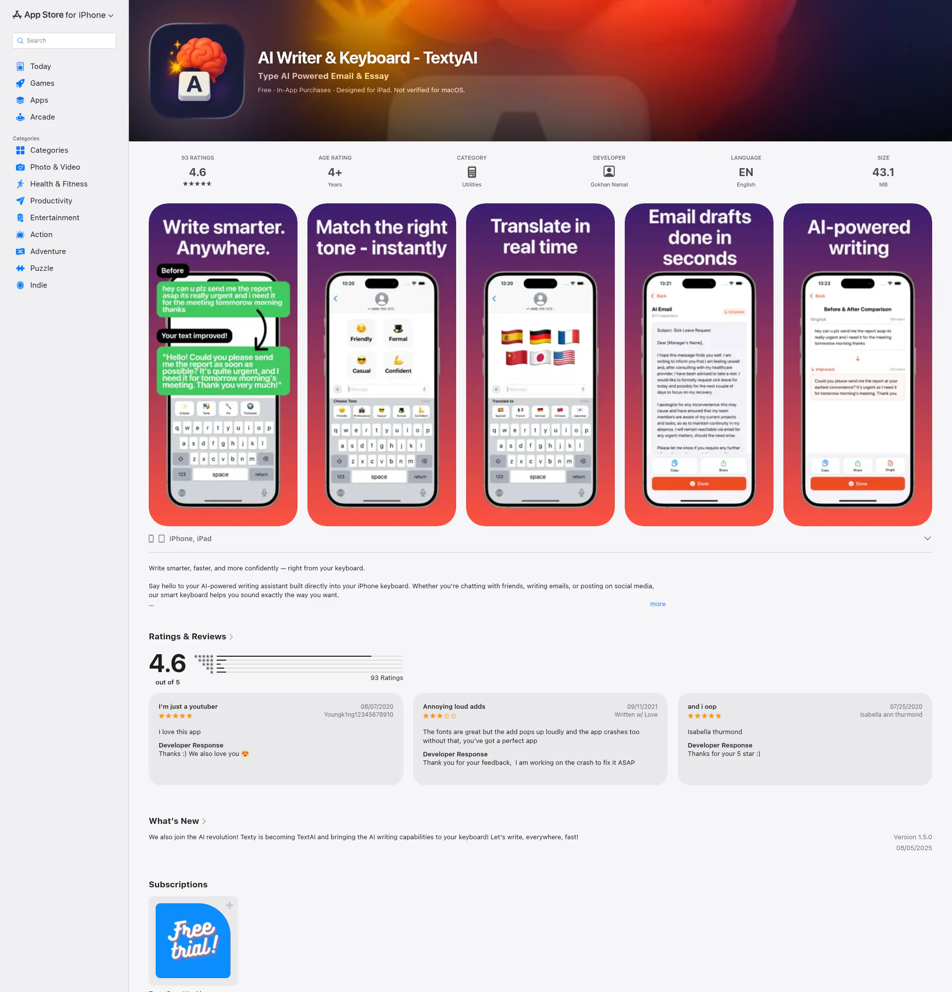 Texty landing page