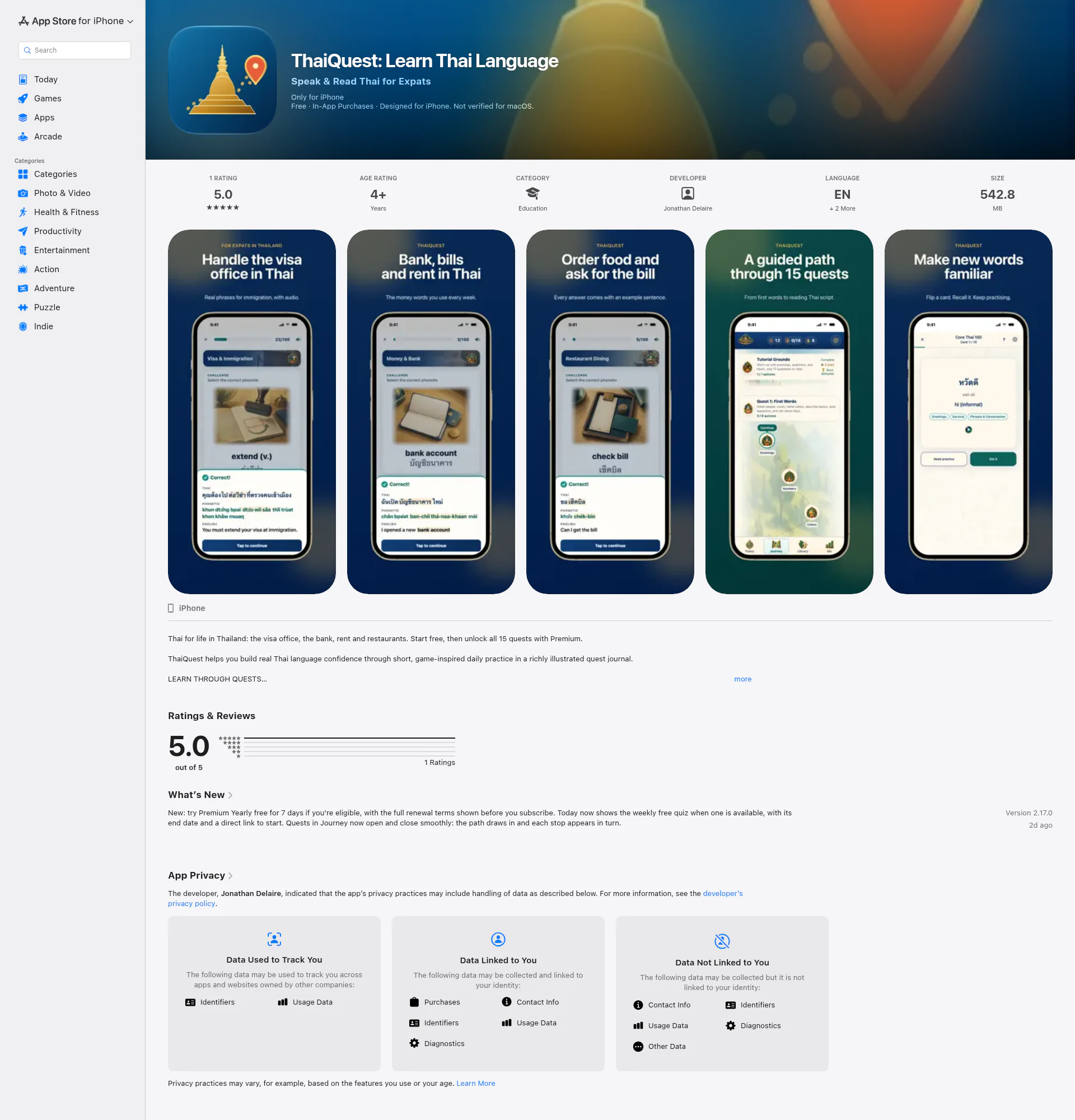 ThaiQuest landing page