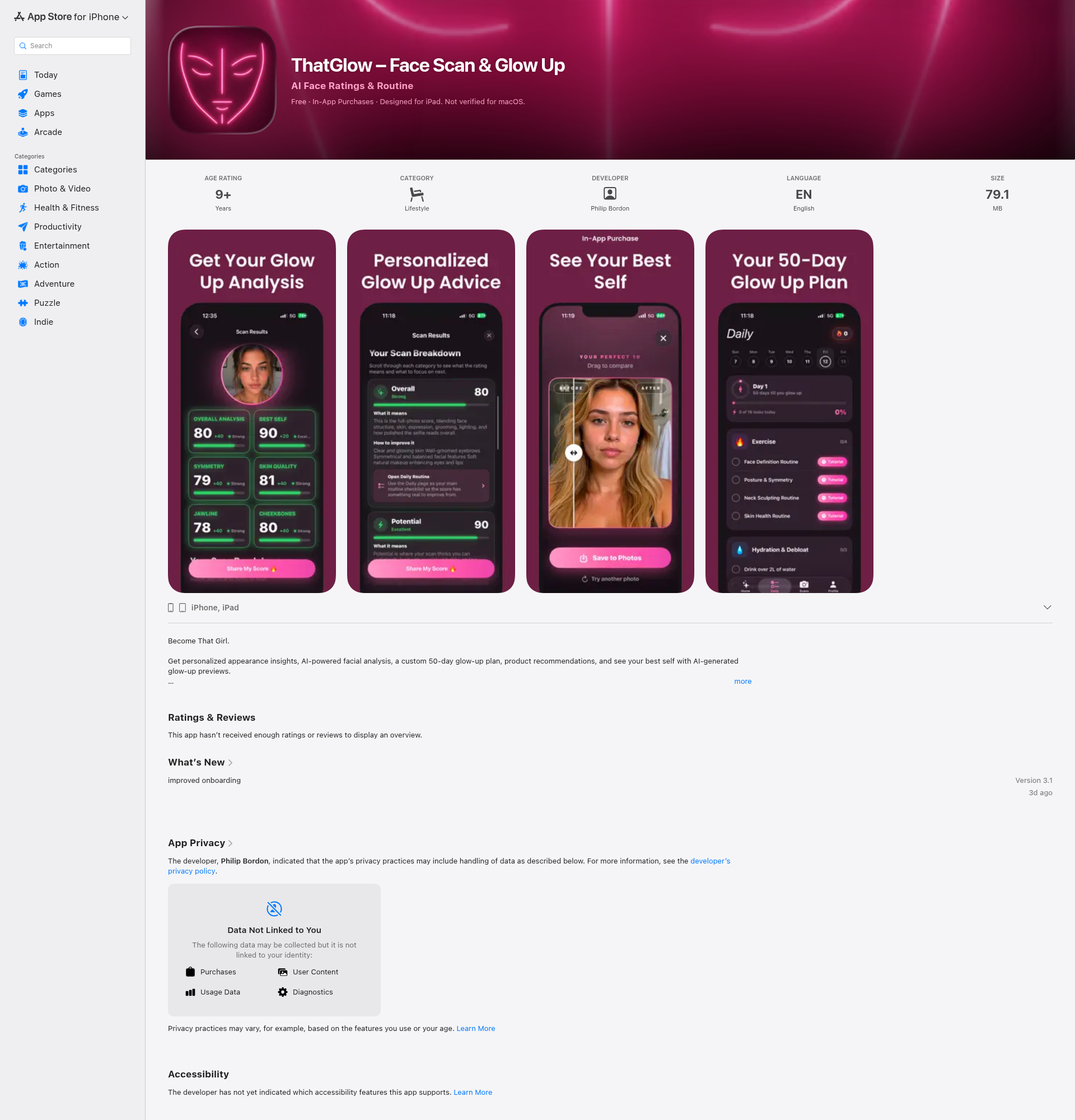 Landing page screenshot for apps.apple.com, 1920 by 2000 pixels