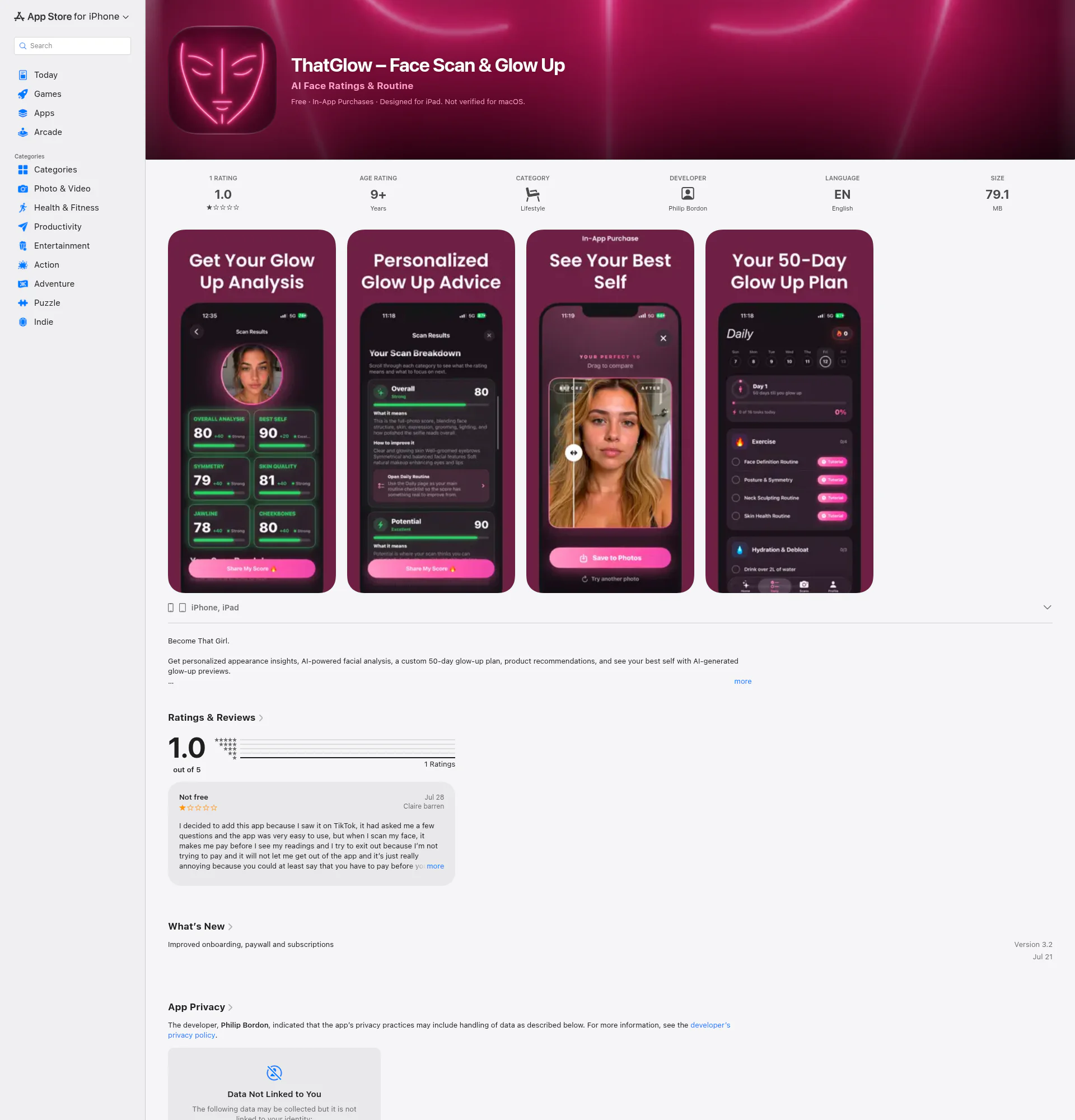 ThatGlow landing page