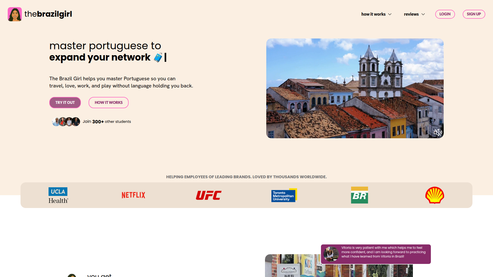 Landing page screenshot for thebrazilgirl.com, 1920 by 1080 pixels