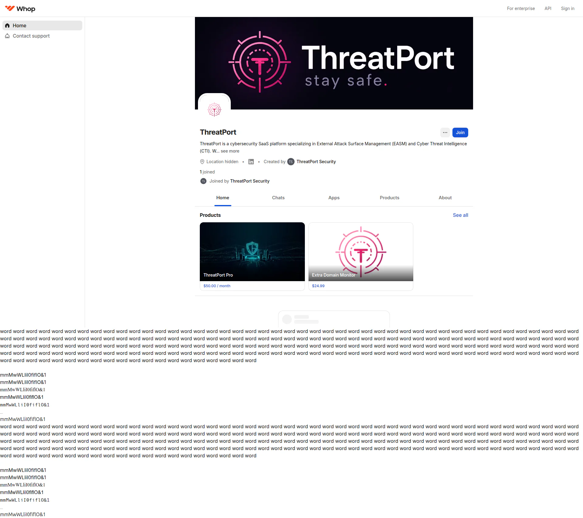 ThreatPort landing page