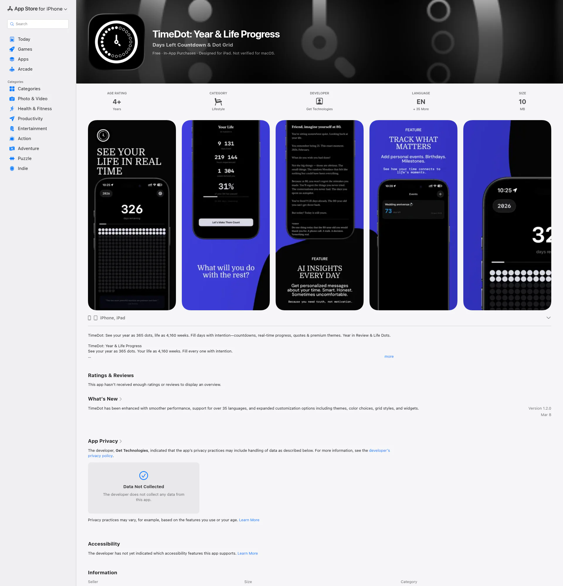 TimeDot landing page