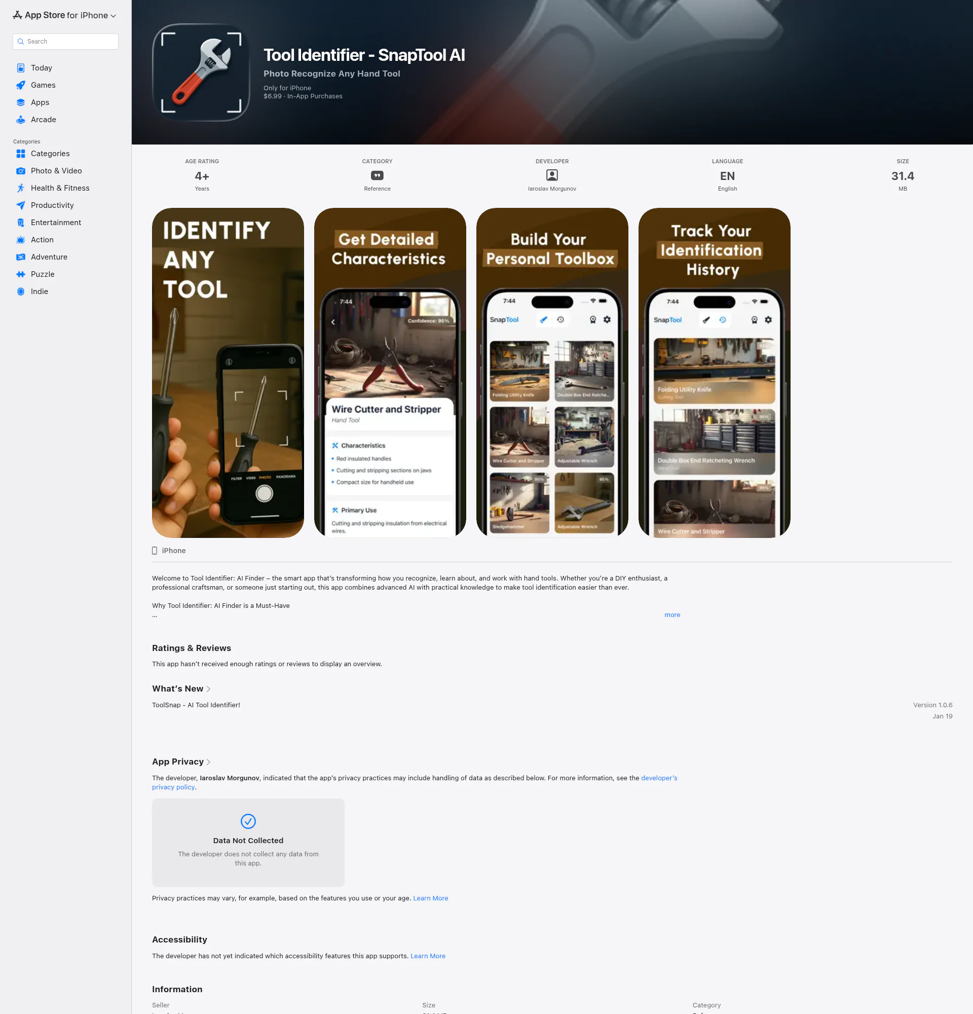 ToolSnap landing page