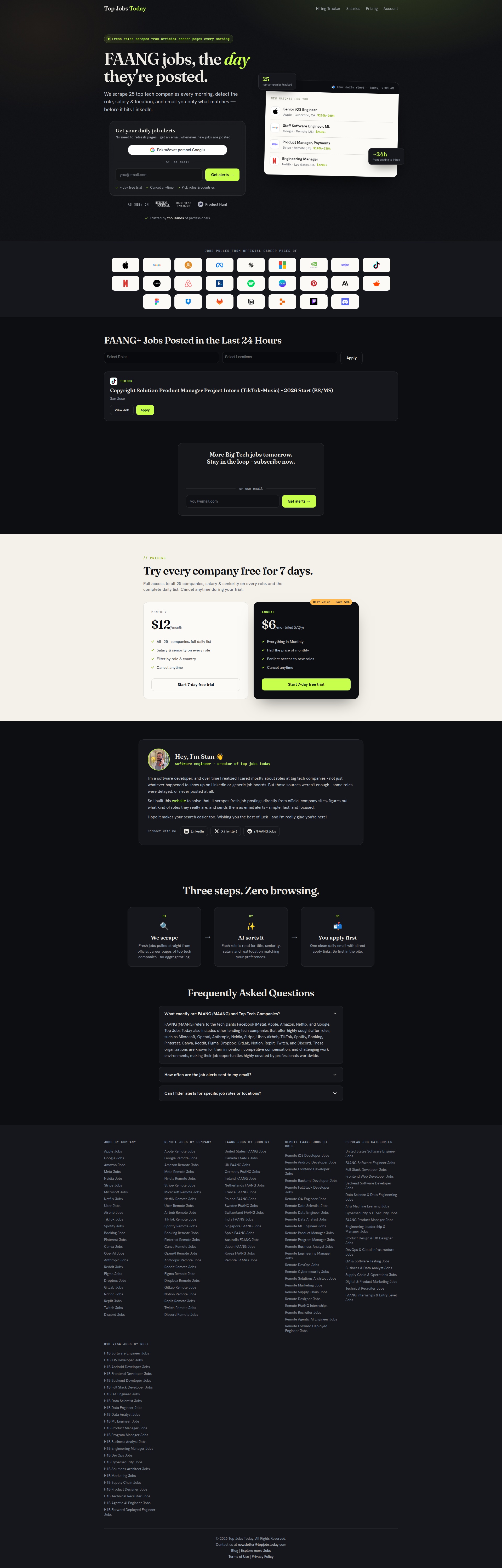 Landing page screenshot for topjobstoday.com, 1920 by 5993 pixels
