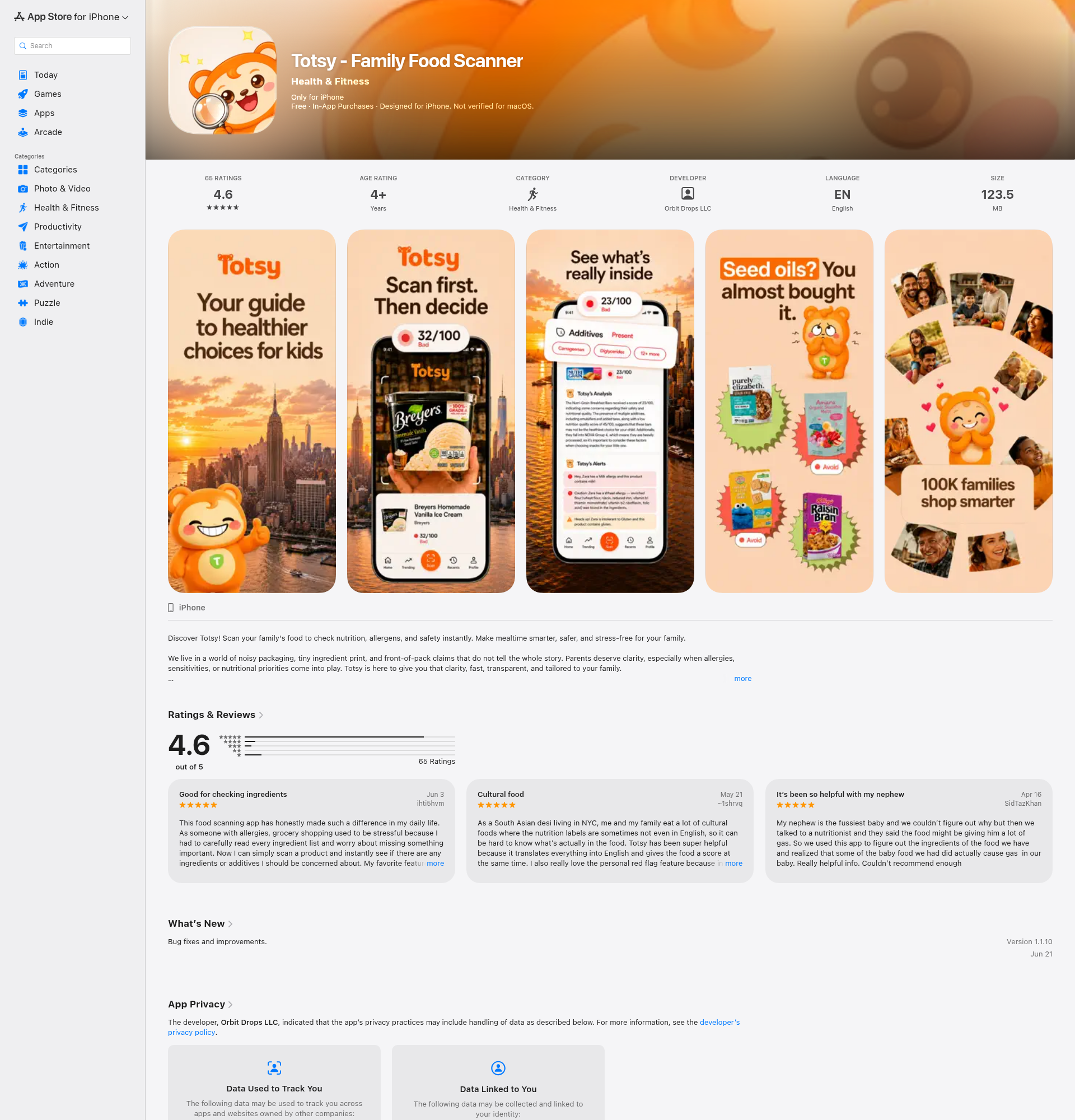 Landing page screenshot for apps.apple.com, 1920 by 2000 pixels