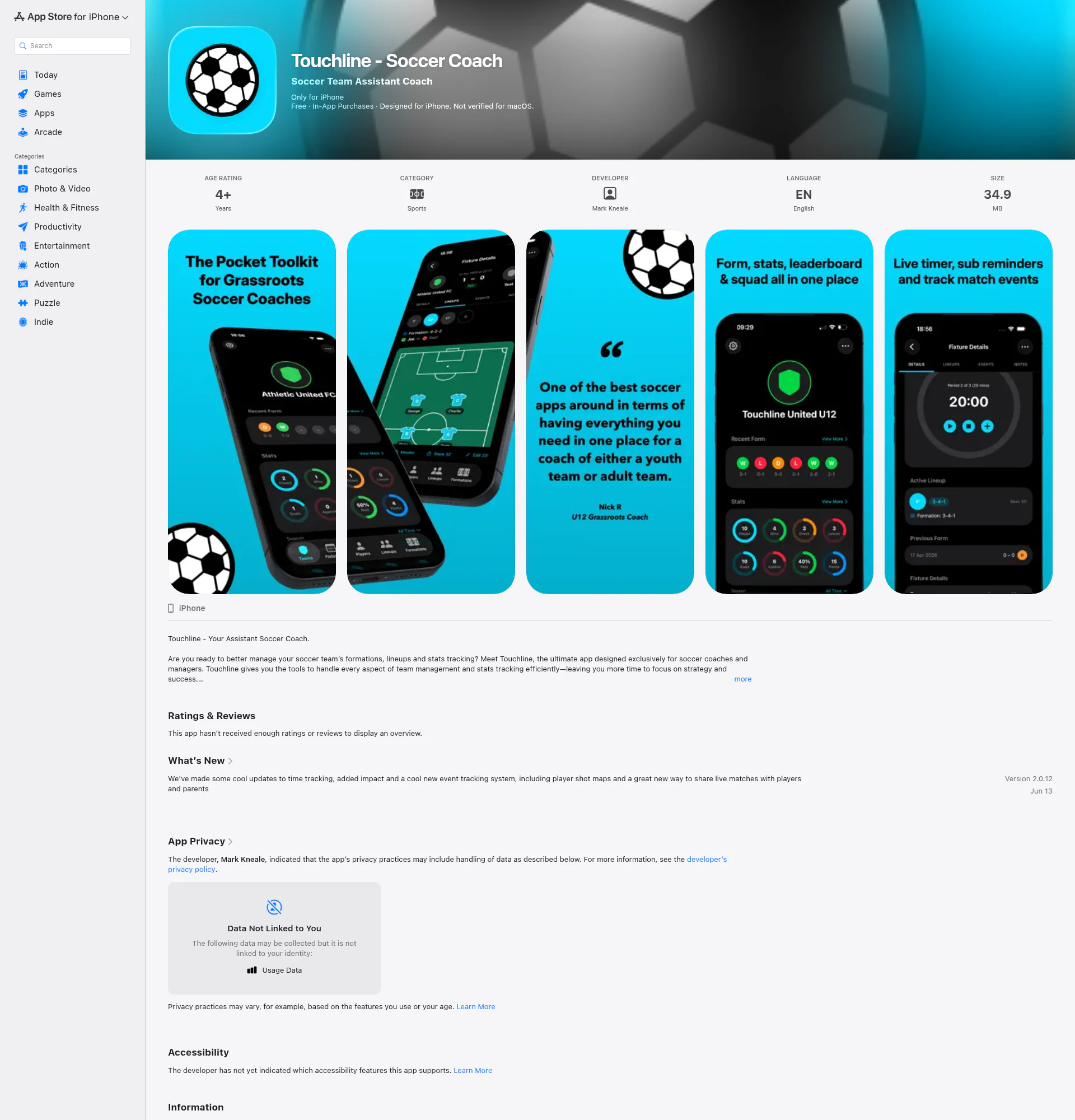 Touchline landing page