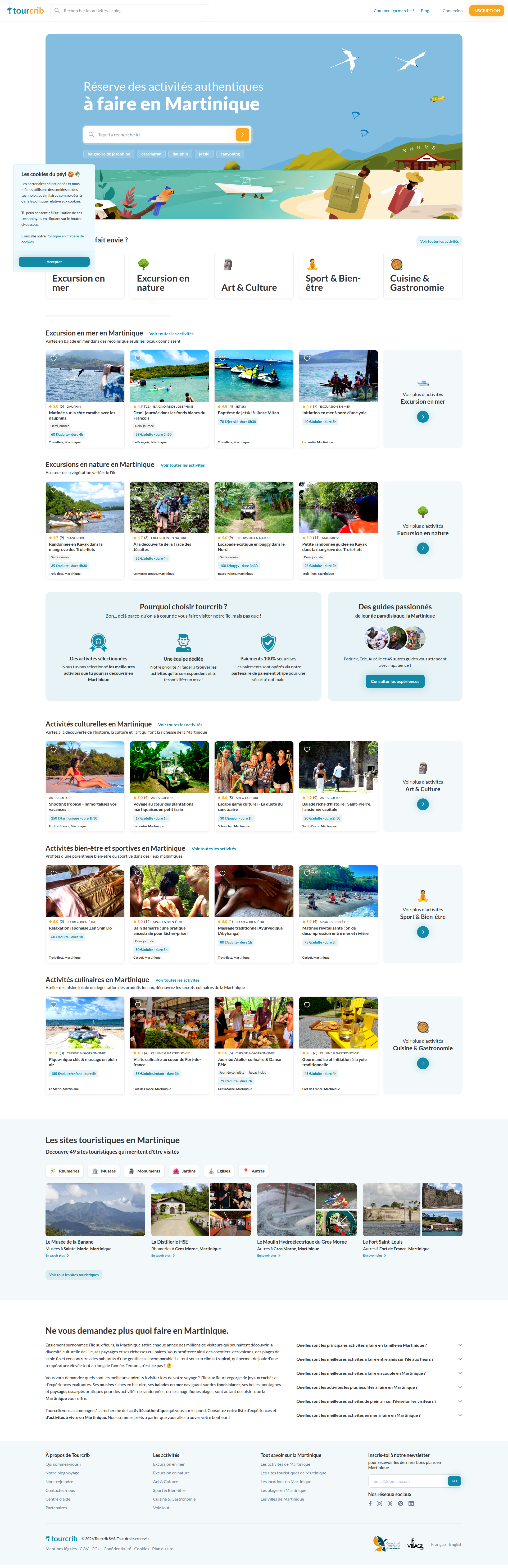 Landing page screenshot for tourcrib.com, 1920 by 5931 pixels