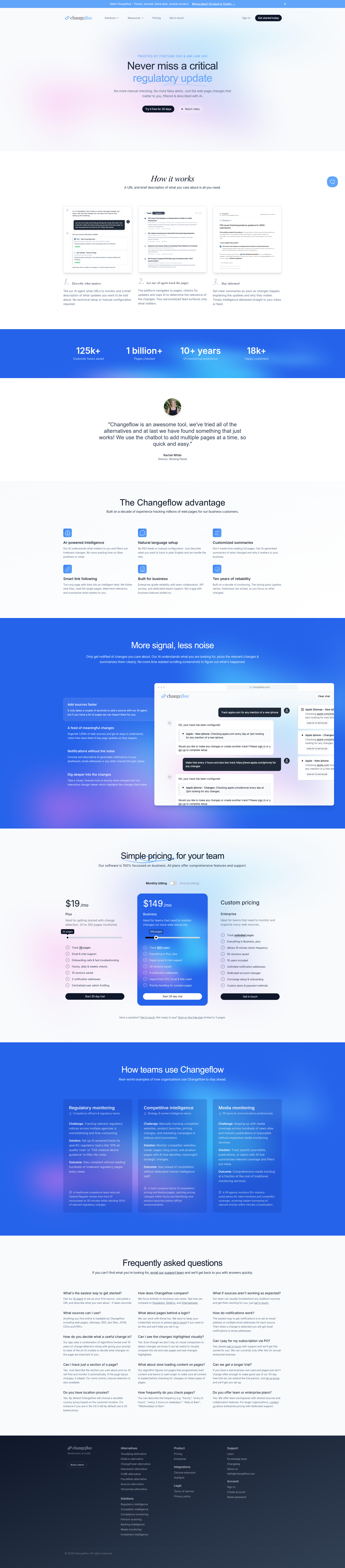 Landing page screenshot for trackly.io, 1920 by 8713 pixels