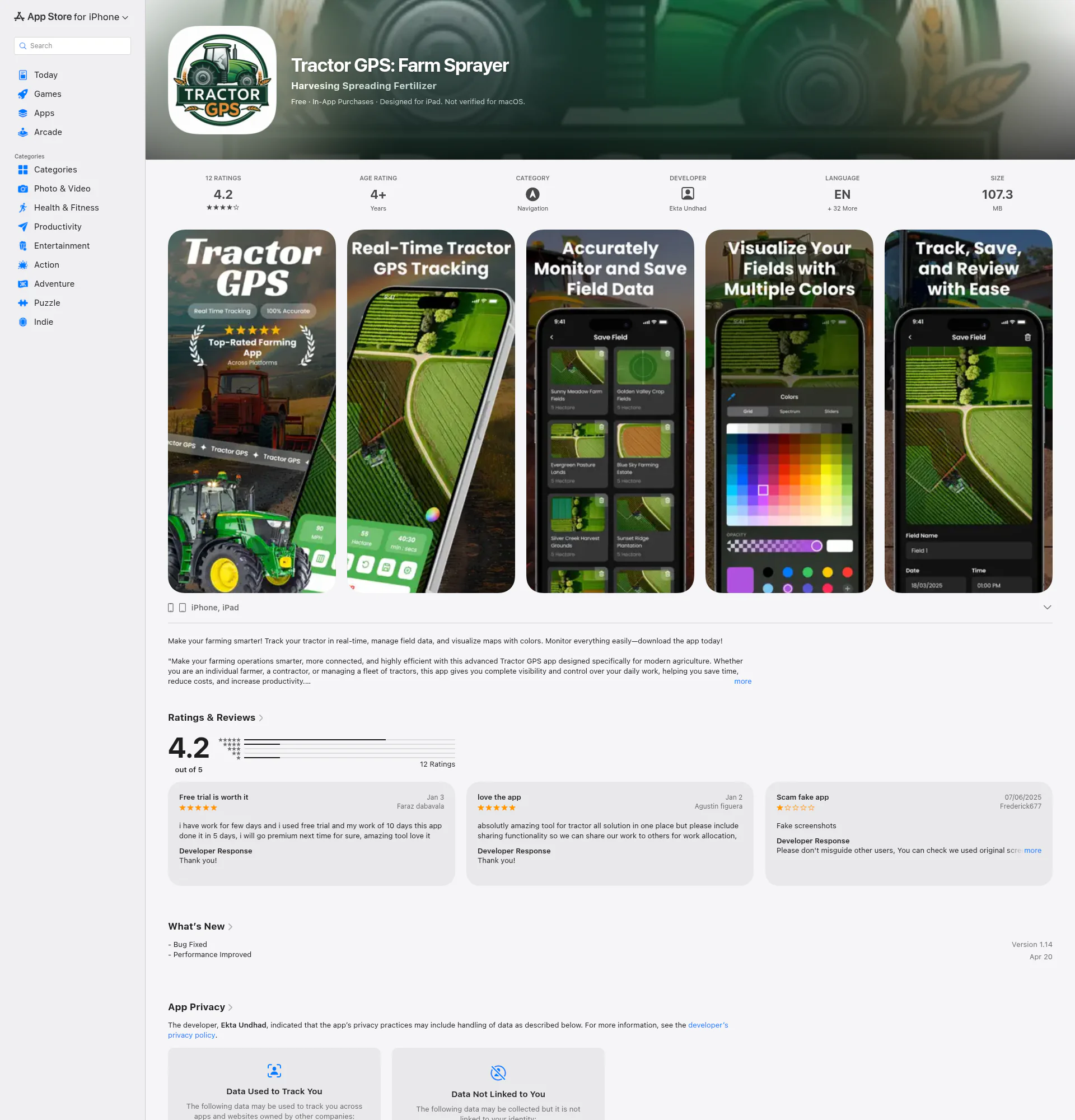 Tractor GPS landing page