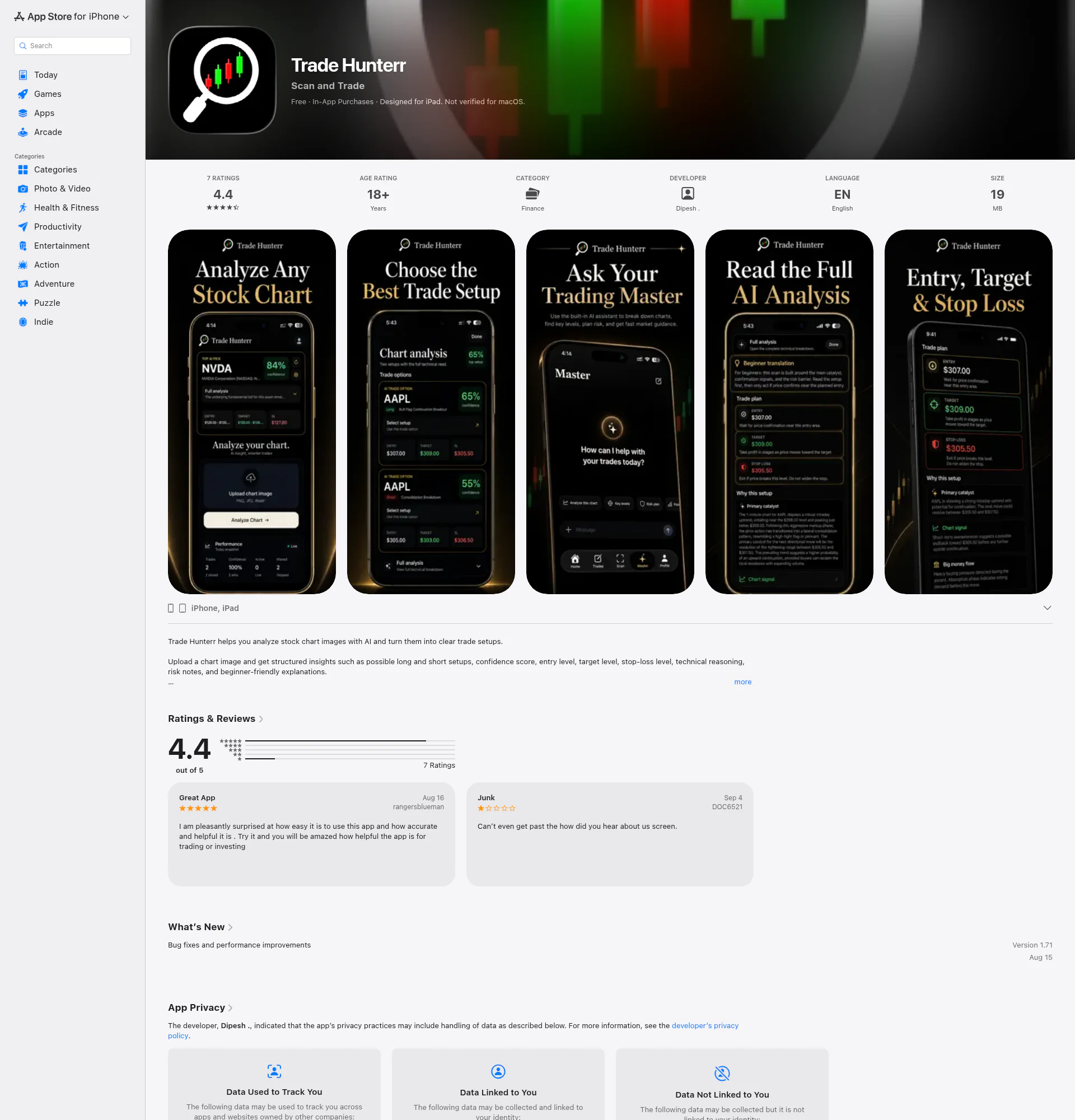 Trade Hunterr landing page