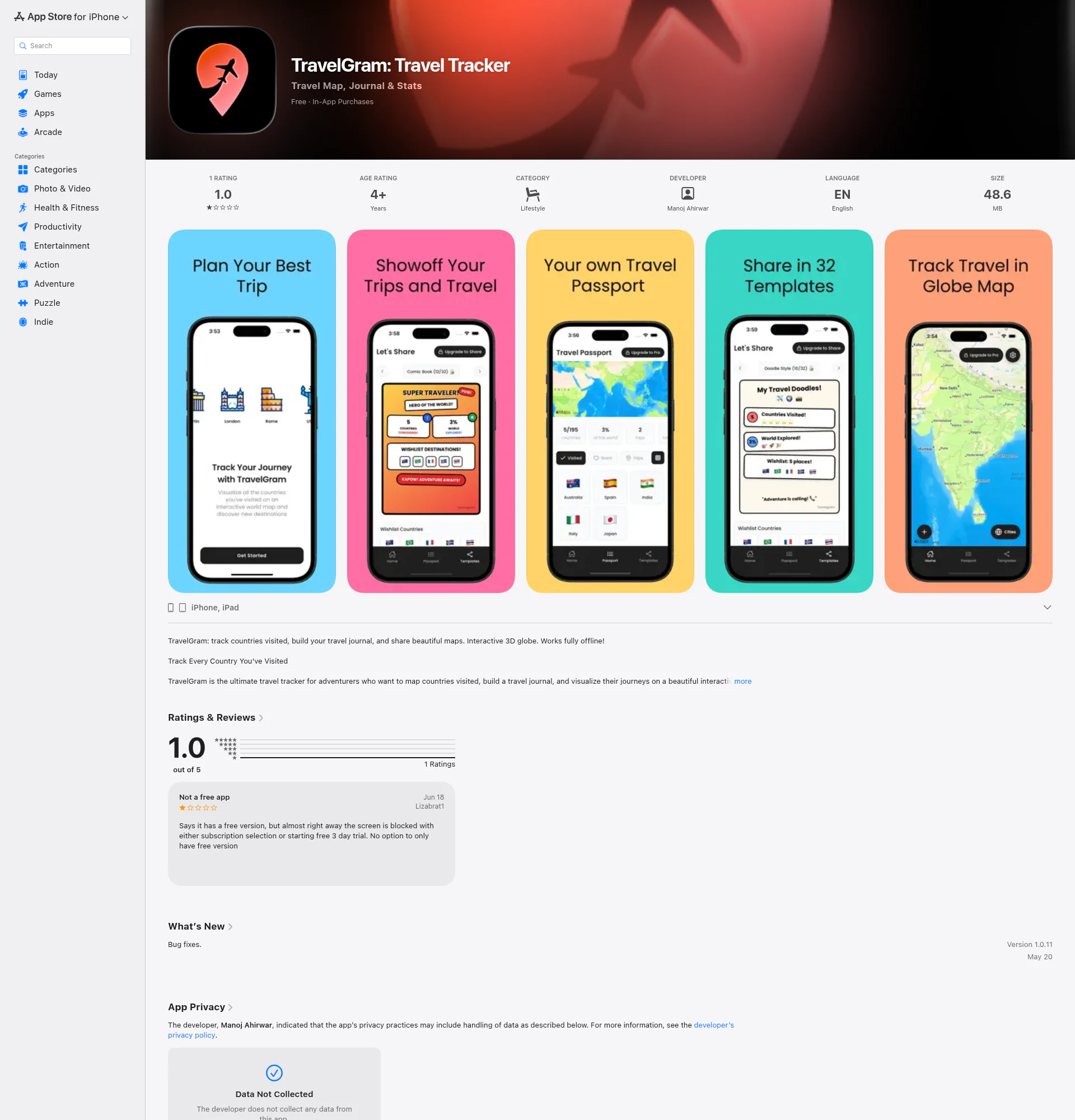TravelGram landing page