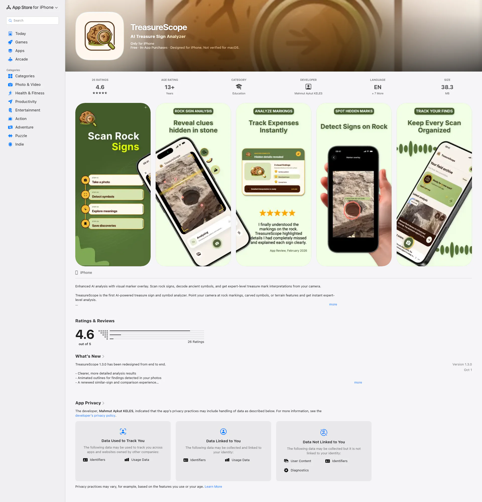 TreasureScoper landing page