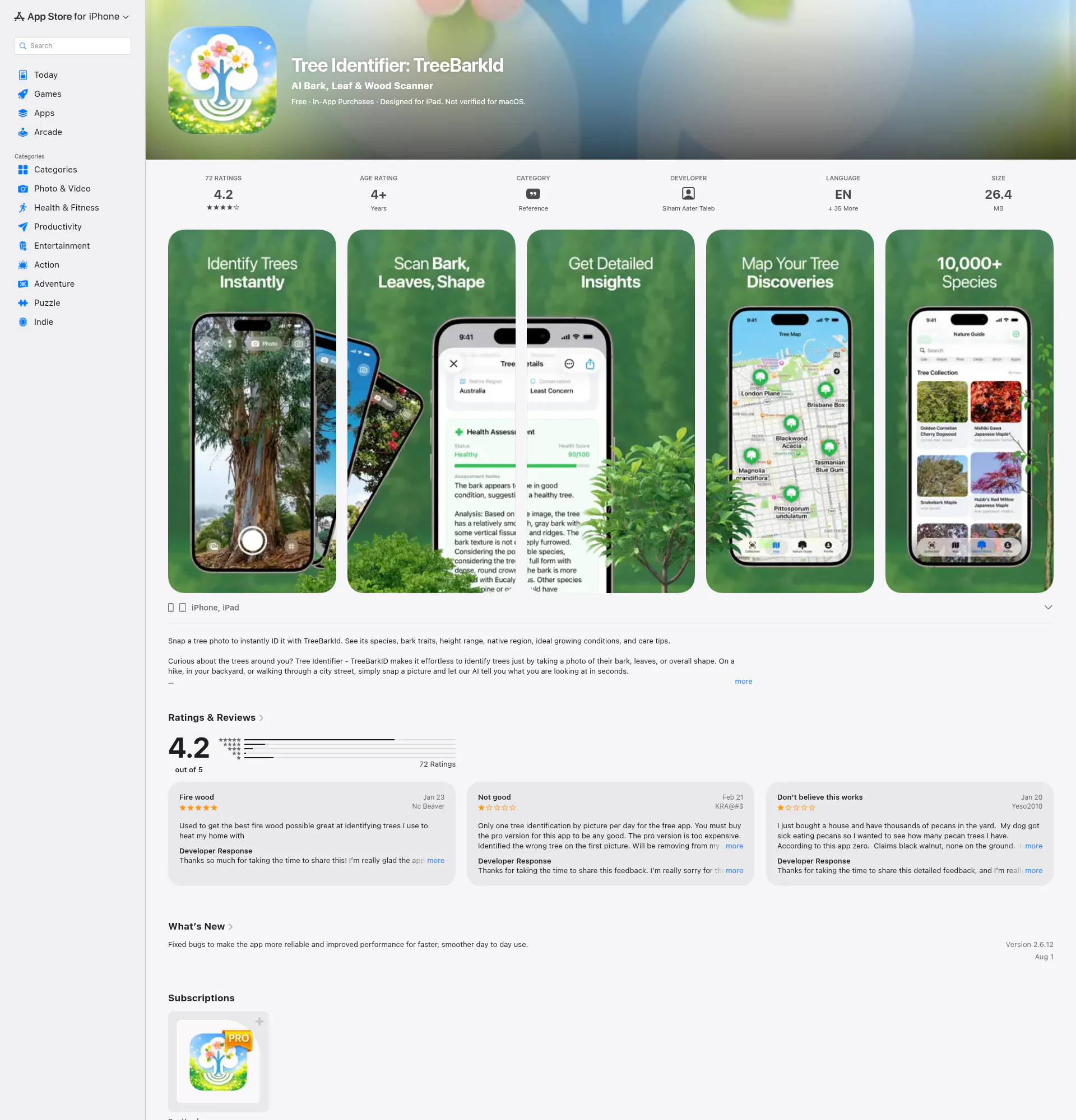 TreeBarkID landing page