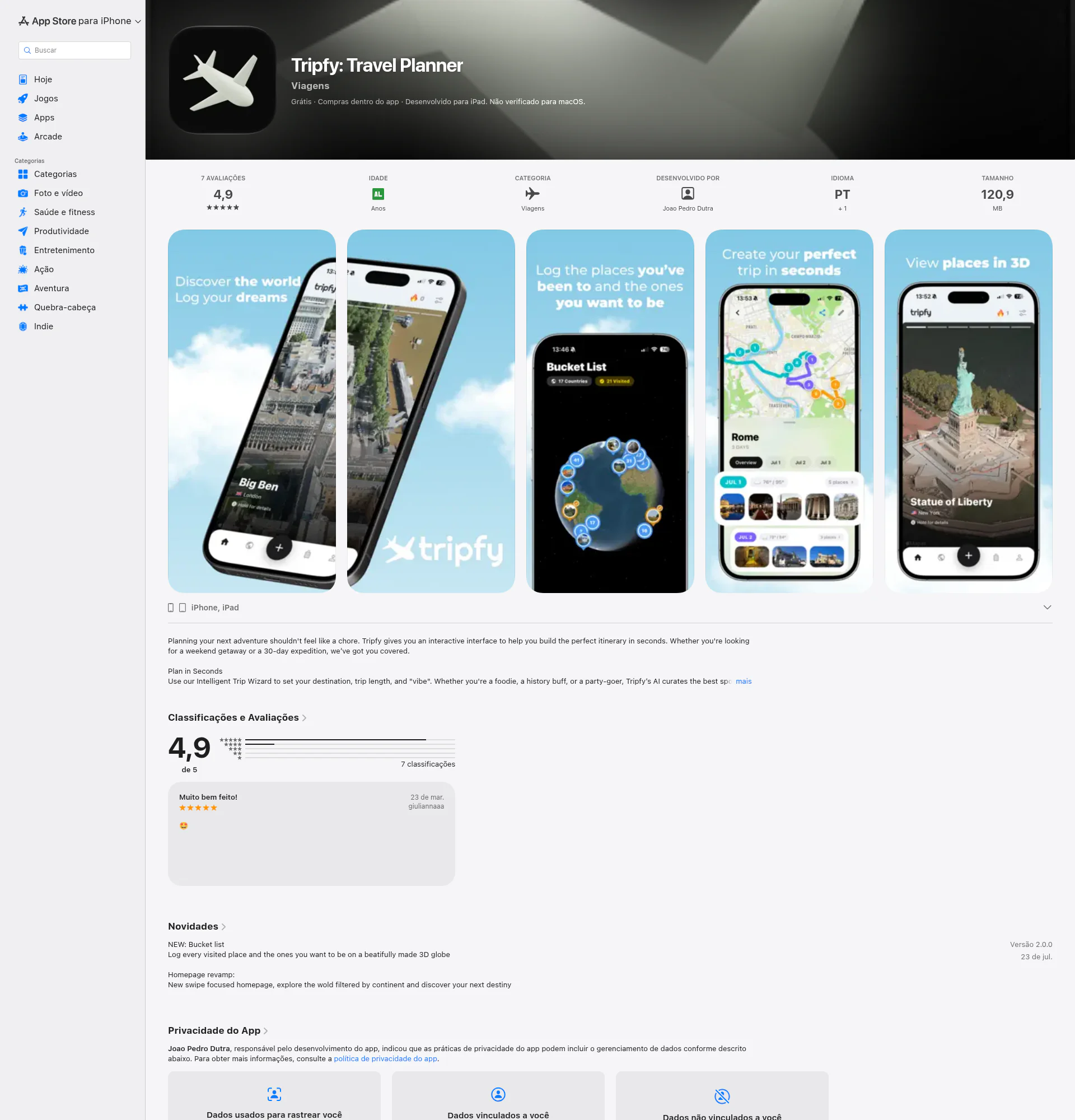 Tripfy landing page