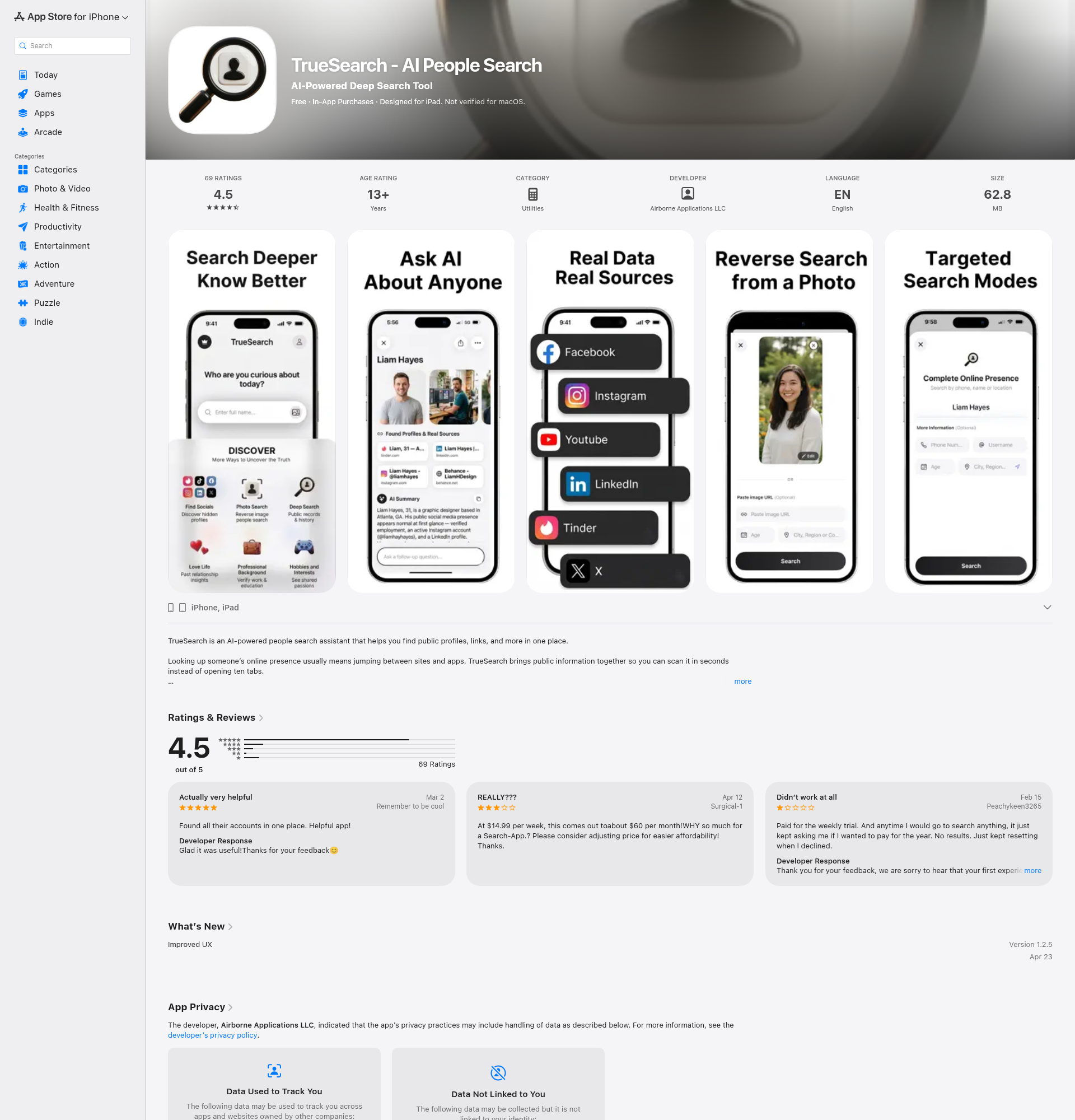 Landing page screenshot for apps.apple.com, 1920 by 2000 pixels