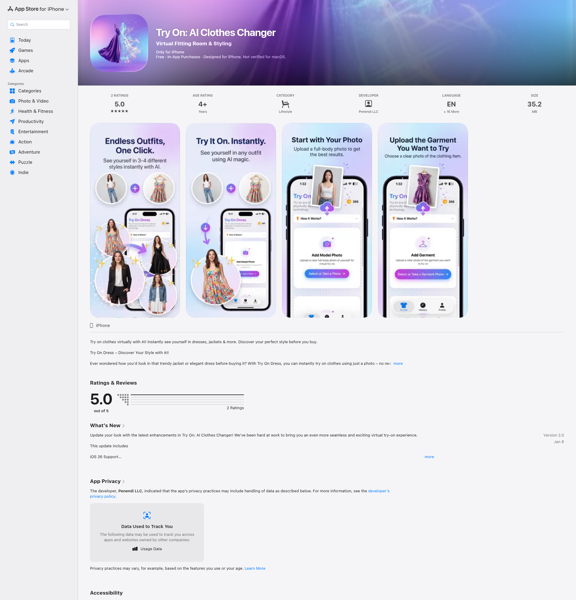 Landing page screenshot for apps.apple.com, 1920 by 2000 pixels