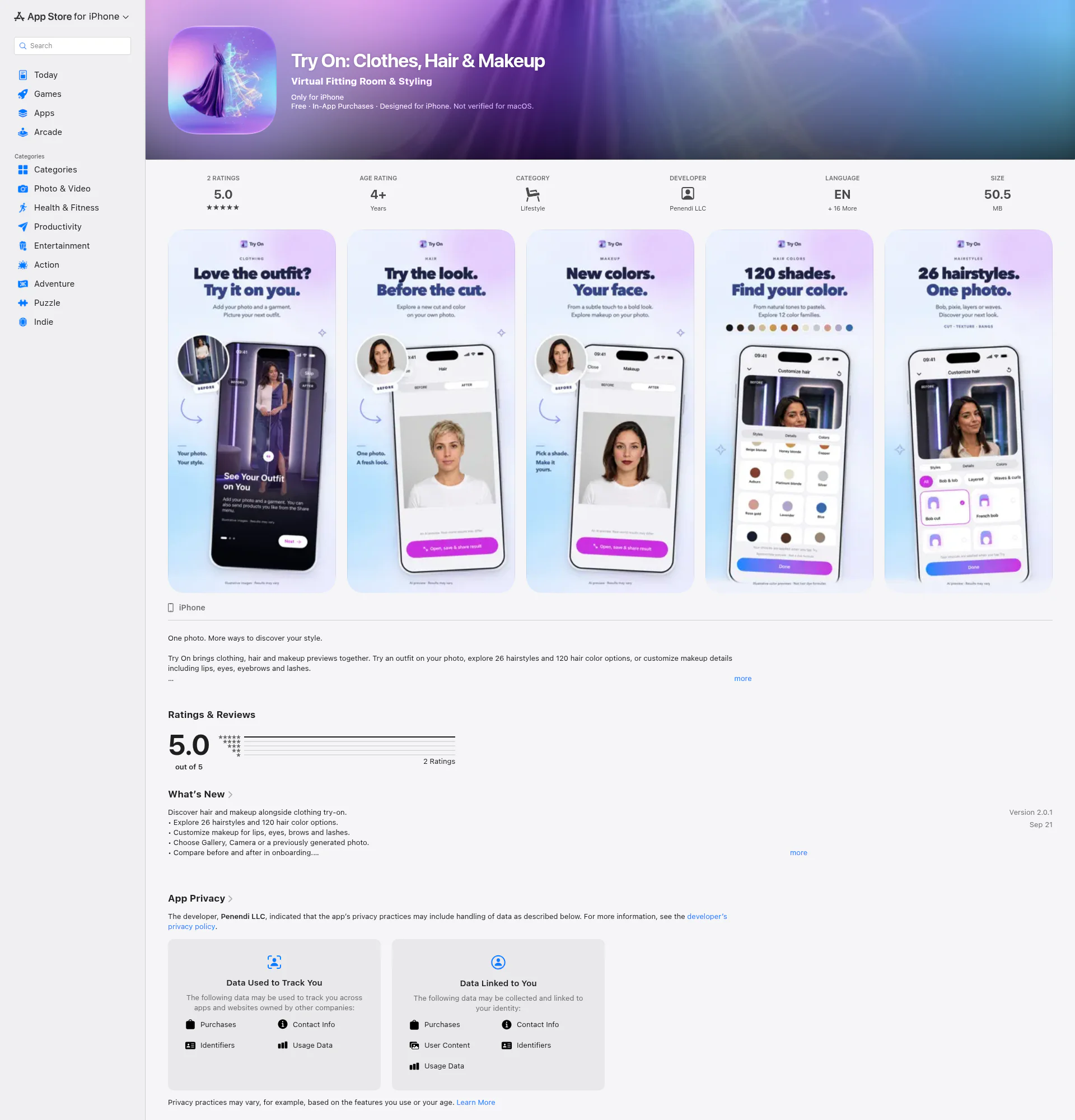 Try On Dress landing page