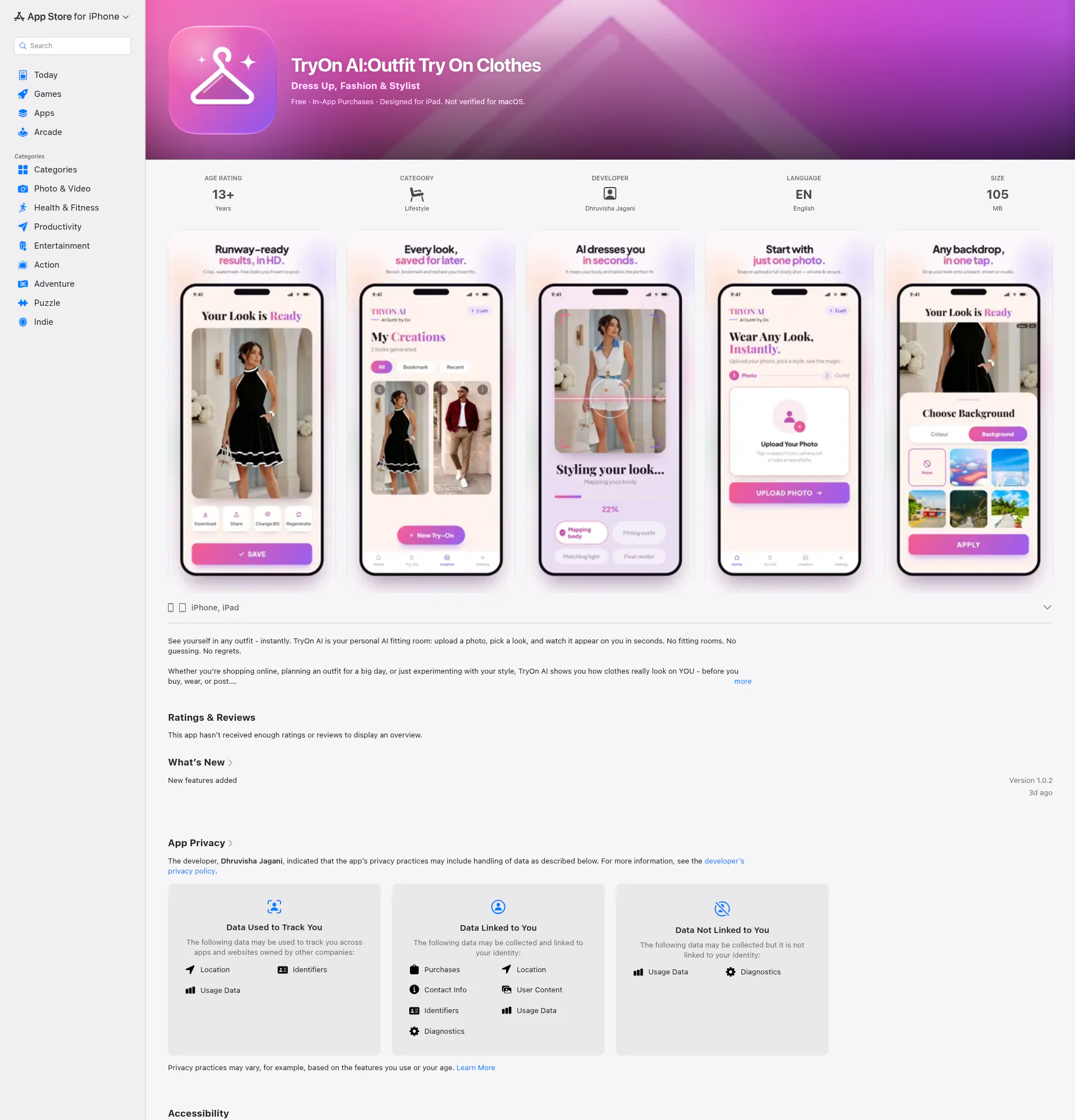 TryOn AI landing page