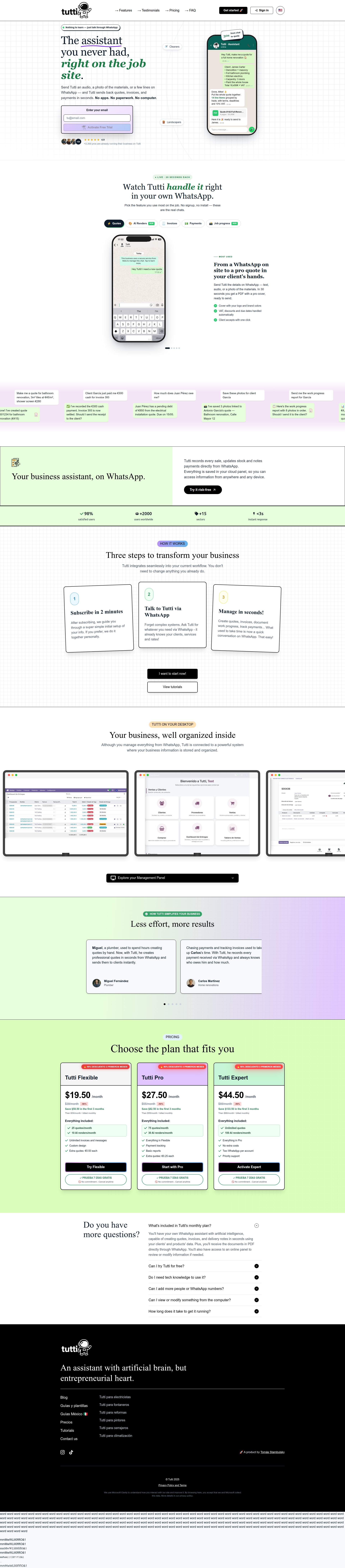 Landing page screenshot for soytutti.com, 1920 by 8724 pixels