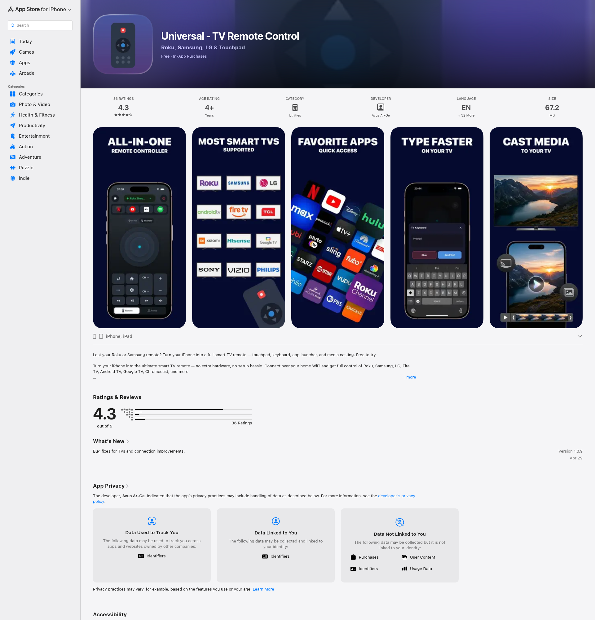 Landing page screenshot for apps.apple.com, 1920 by 2000 pixels