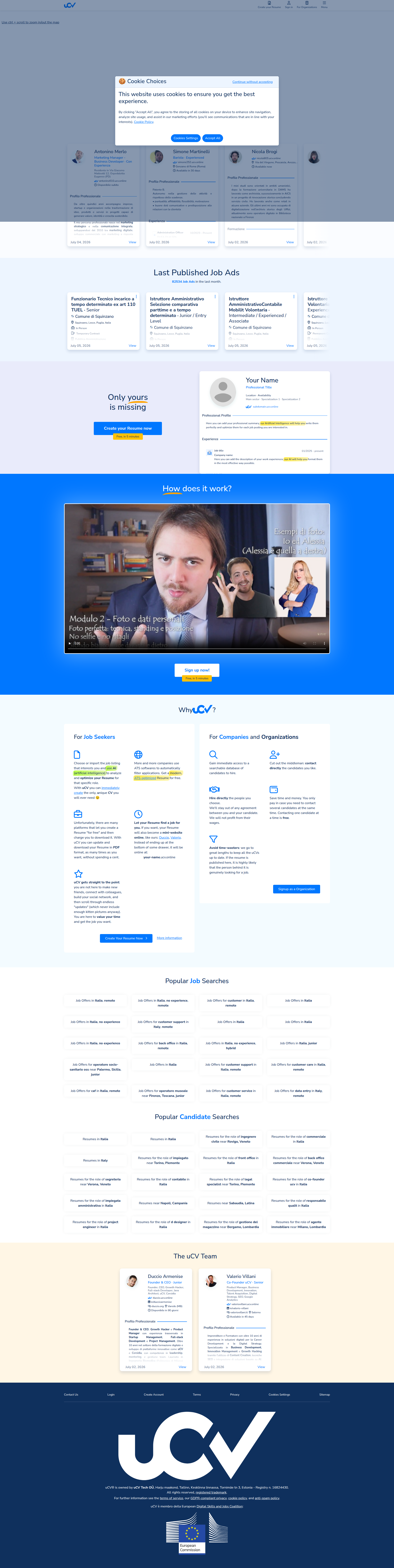 Landing page screenshot for ucv.online, 1920 by 7638 pixels