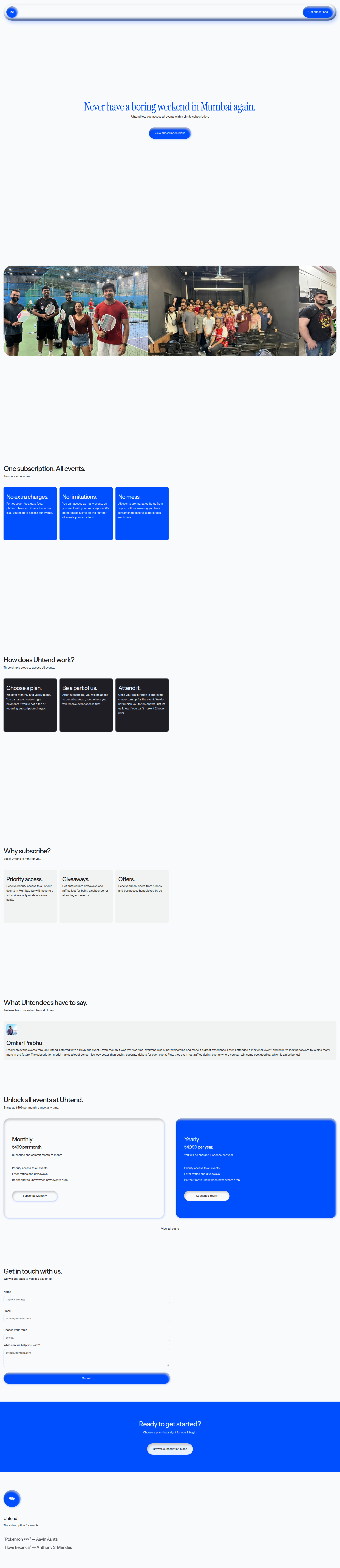Landing page screenshot for uhtend.com, 1920 by 8856 pixels