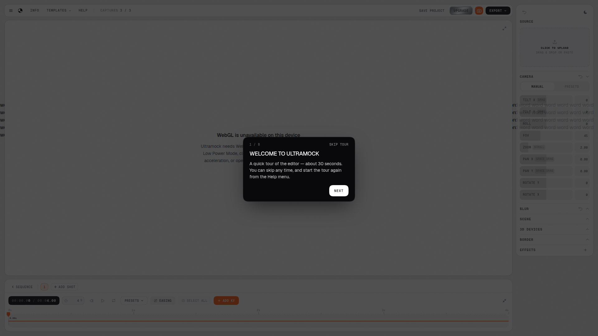 Landing page screenshot for ultramock.io, 1920 by 1080 pixels