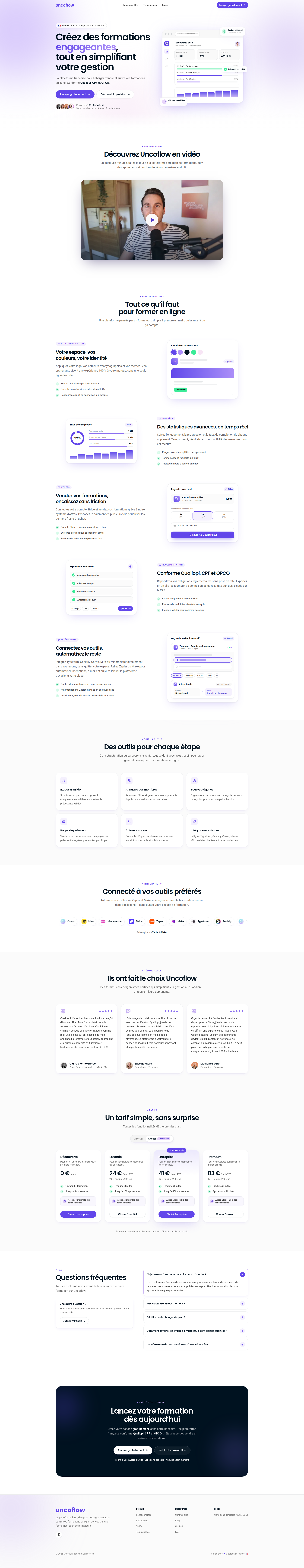 Landing page screenshot for uncoflow.com, 1920 by 9888 pixels