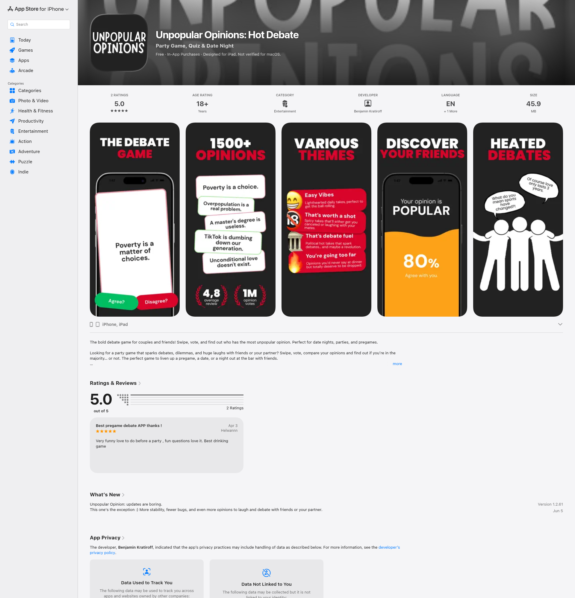 Landing page screenshot for apps.apple.com, 1920 by 2000 pixels