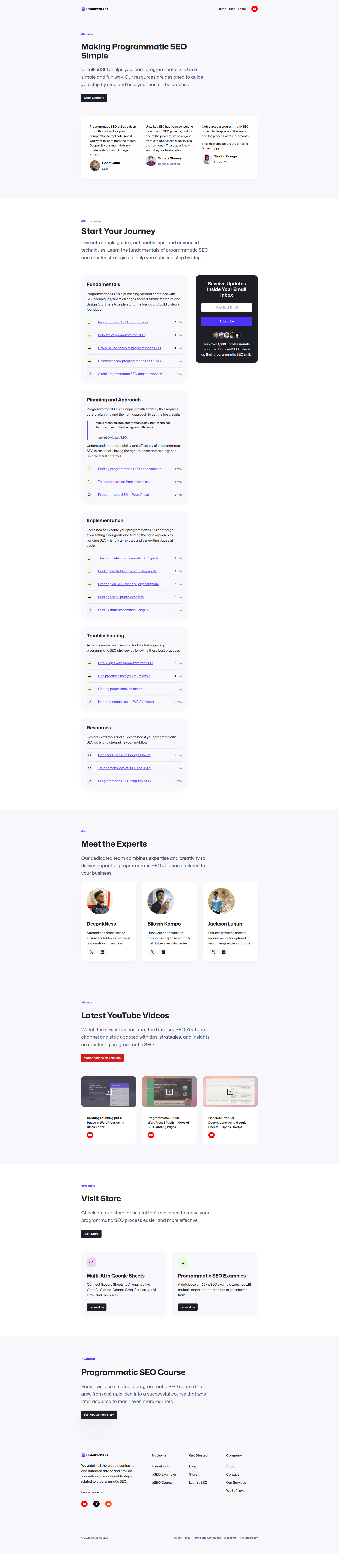 Landing page screenshot for untalkedseo.com, 1920 by 8874 pixels