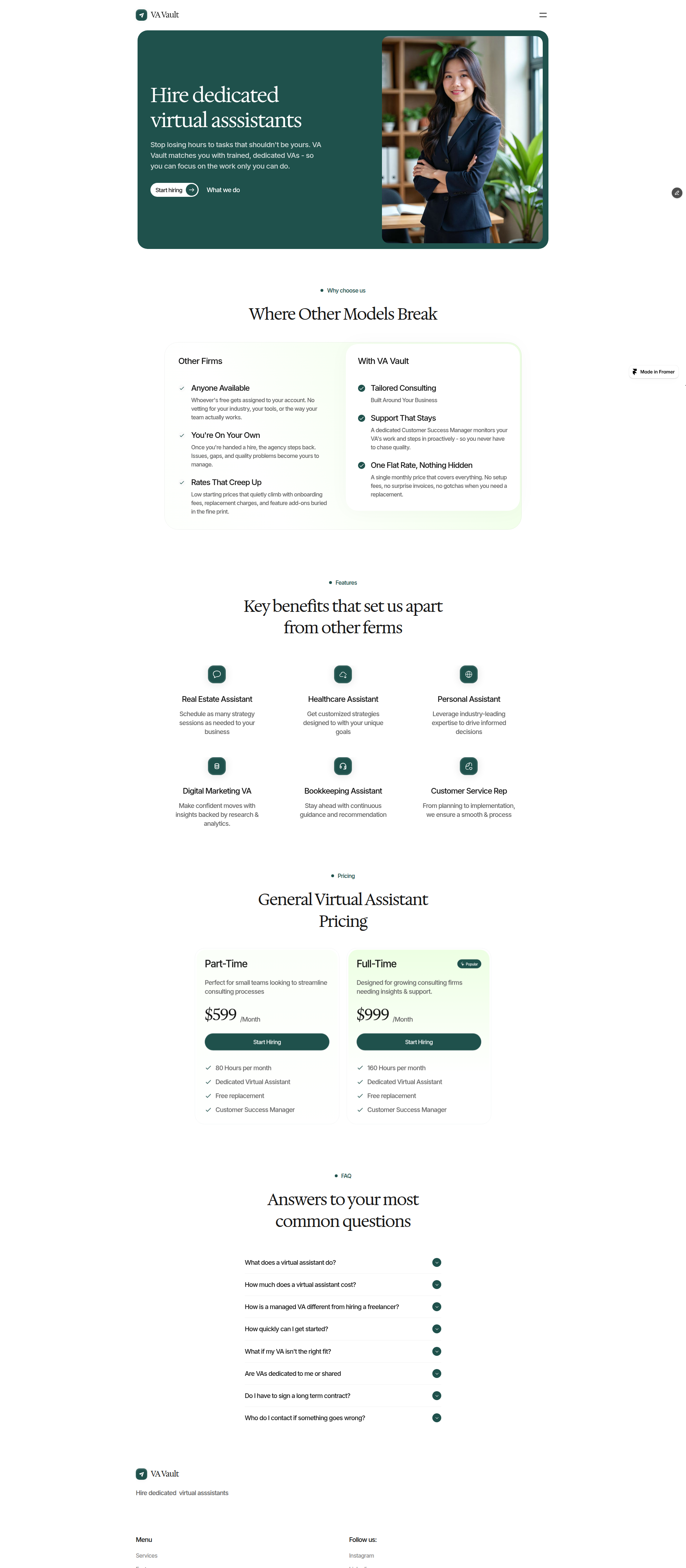 Landing page screenshot for friendly-click-014633.framer.app, 1920 by 4390 pixels