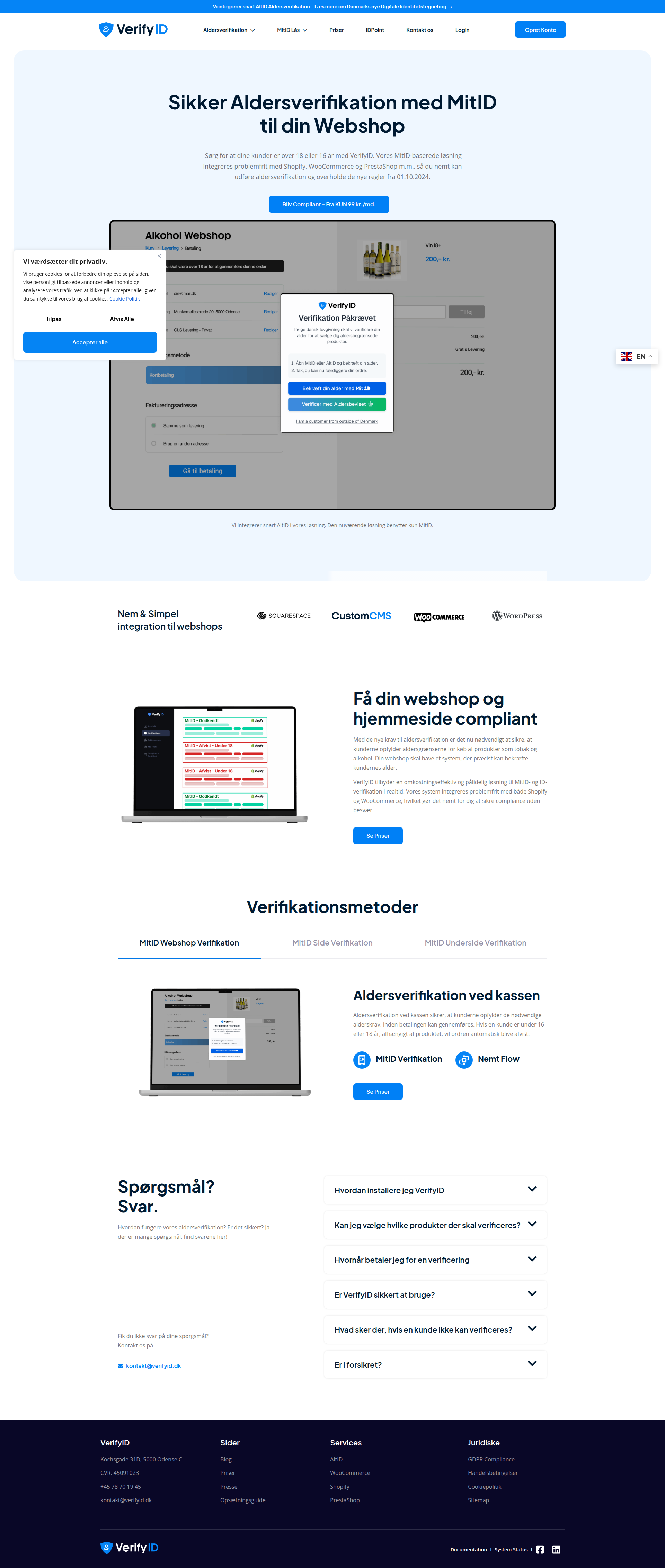Landing page screenshot for verifyid.dk, 1920 by 4529 pixels