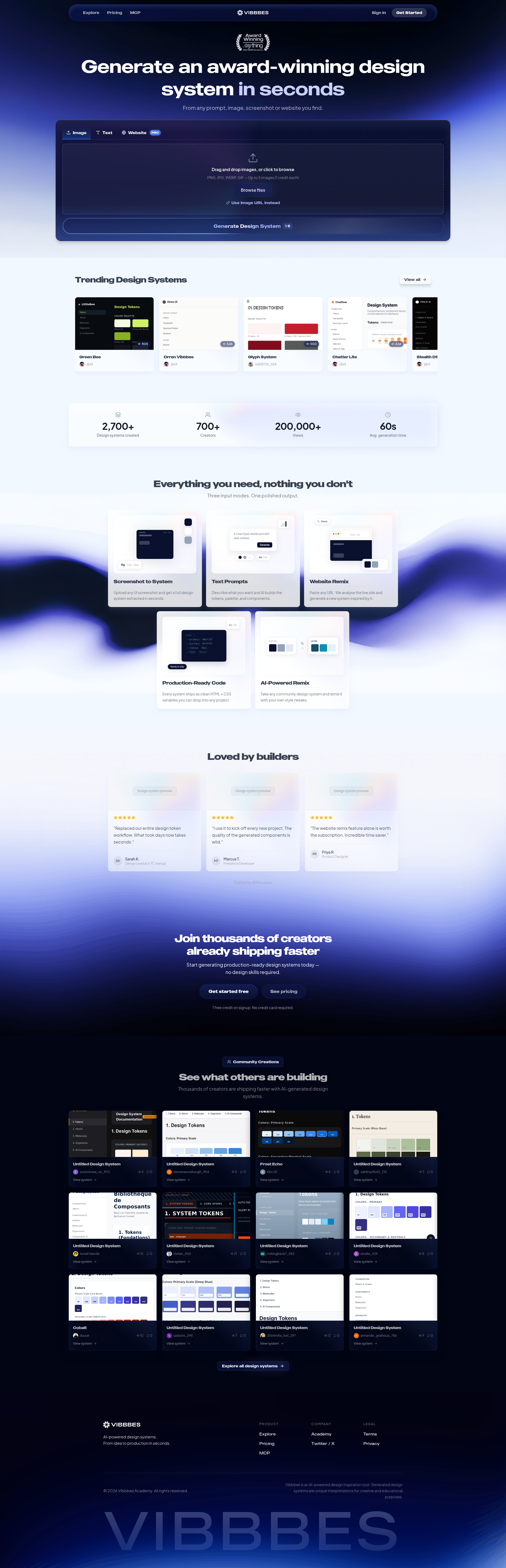 Landing page screenshot for vibbb.es, 1920 by 5939 pixels